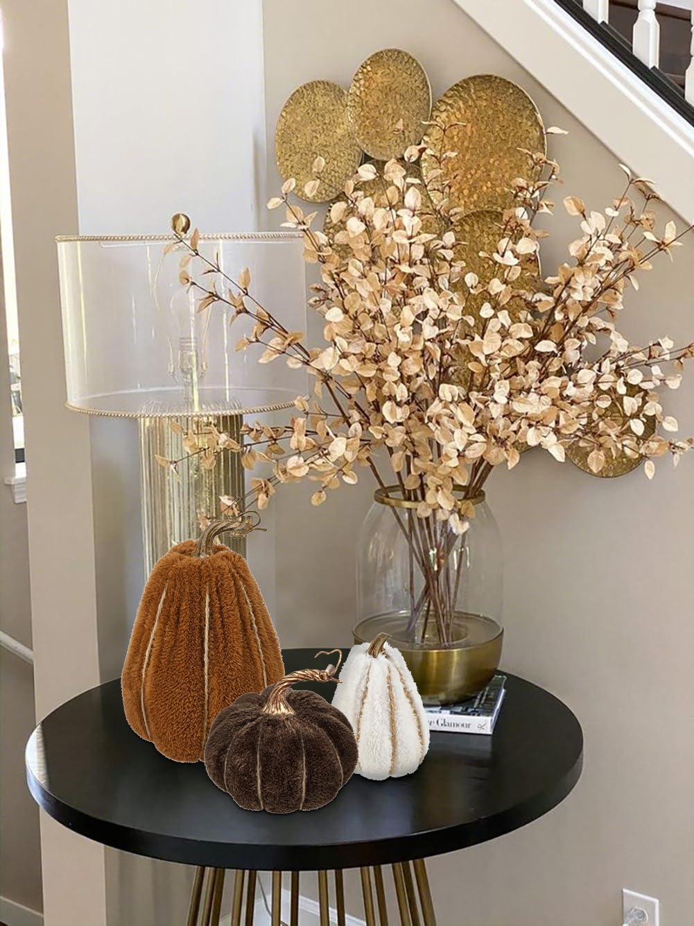 Thumbnail 5 de Oairse 3-piece faux sherpa pumpkins for autumn ๐