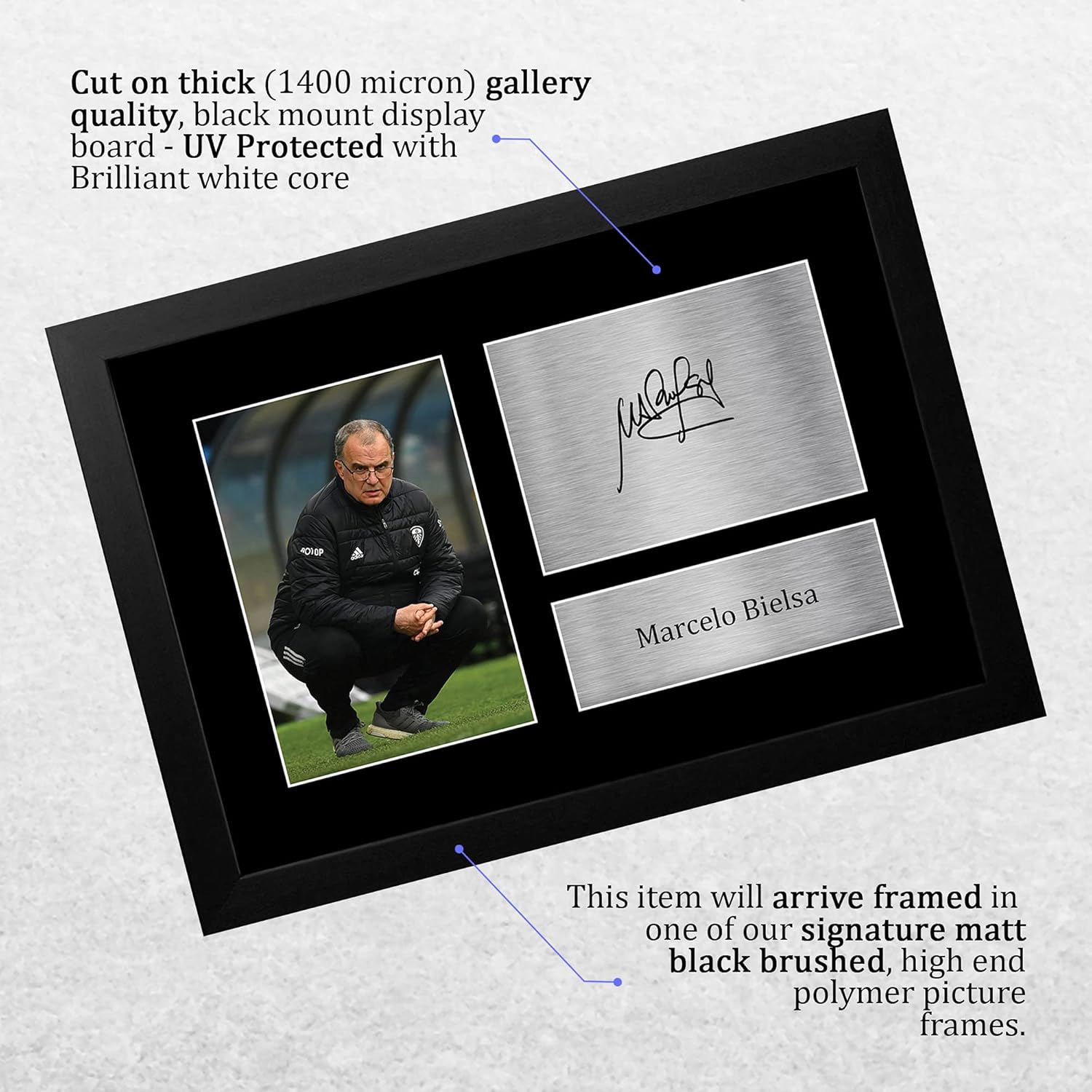 Thumbnail 2 de HWC Trading FR A4 Marcelo Bielsa Leeds United framed signed autograph picture (A4)
