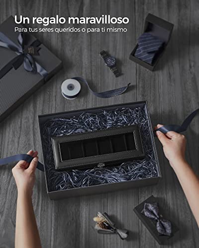 Thumbnail 6 de SONGMICS Caja de Relojes JWB06B01: estuche con tapa de cristal para 6 piezas