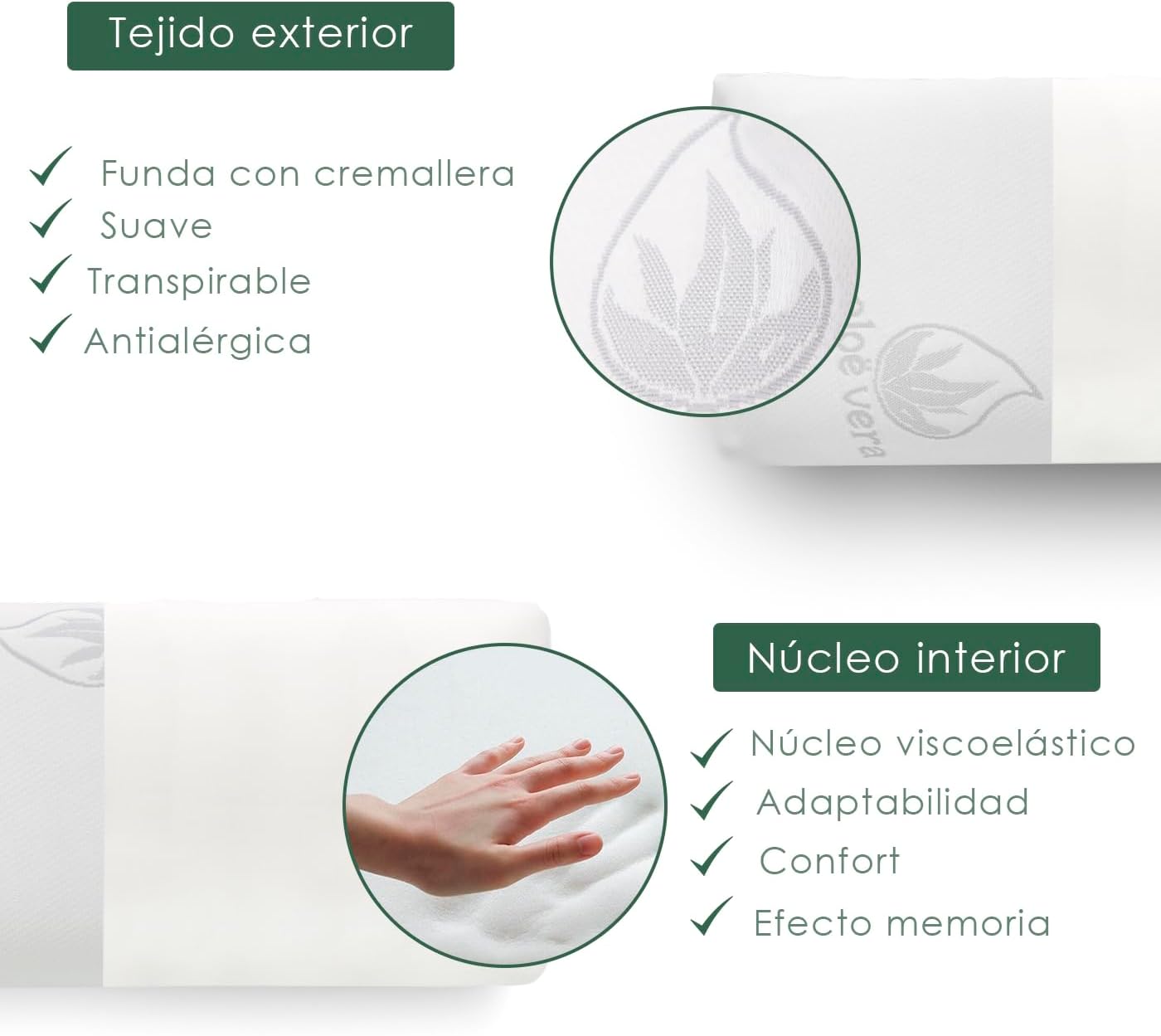 Thumbnail 4 de Aitsse - Almohada Viscoelástica Ergonómica 🌙 100% Aloe Vera