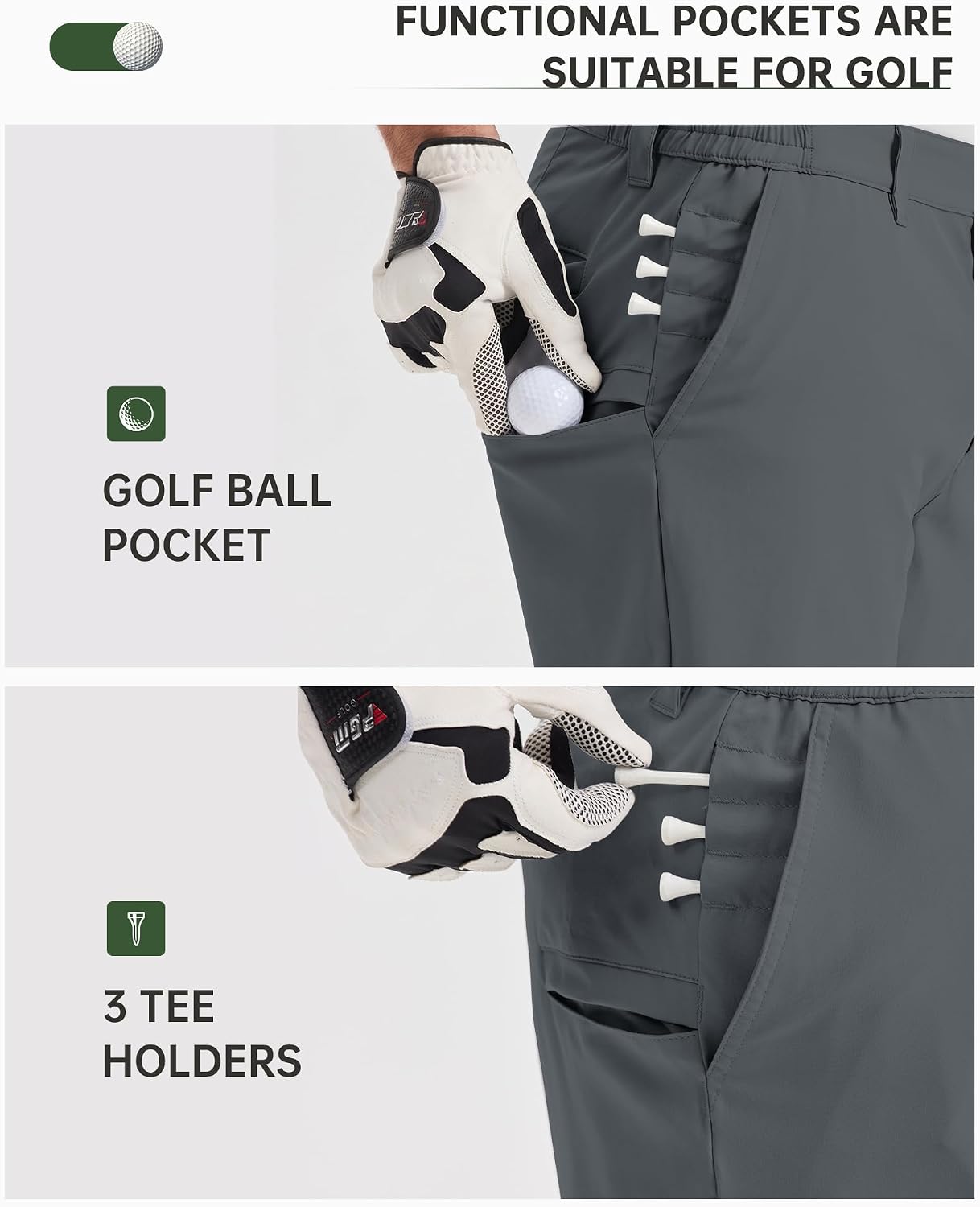 Detalle 2 de 33,000ft Men’s 9-Inch Dry Fit Stretch Golf Shorts (UPF 50+) with Pockets