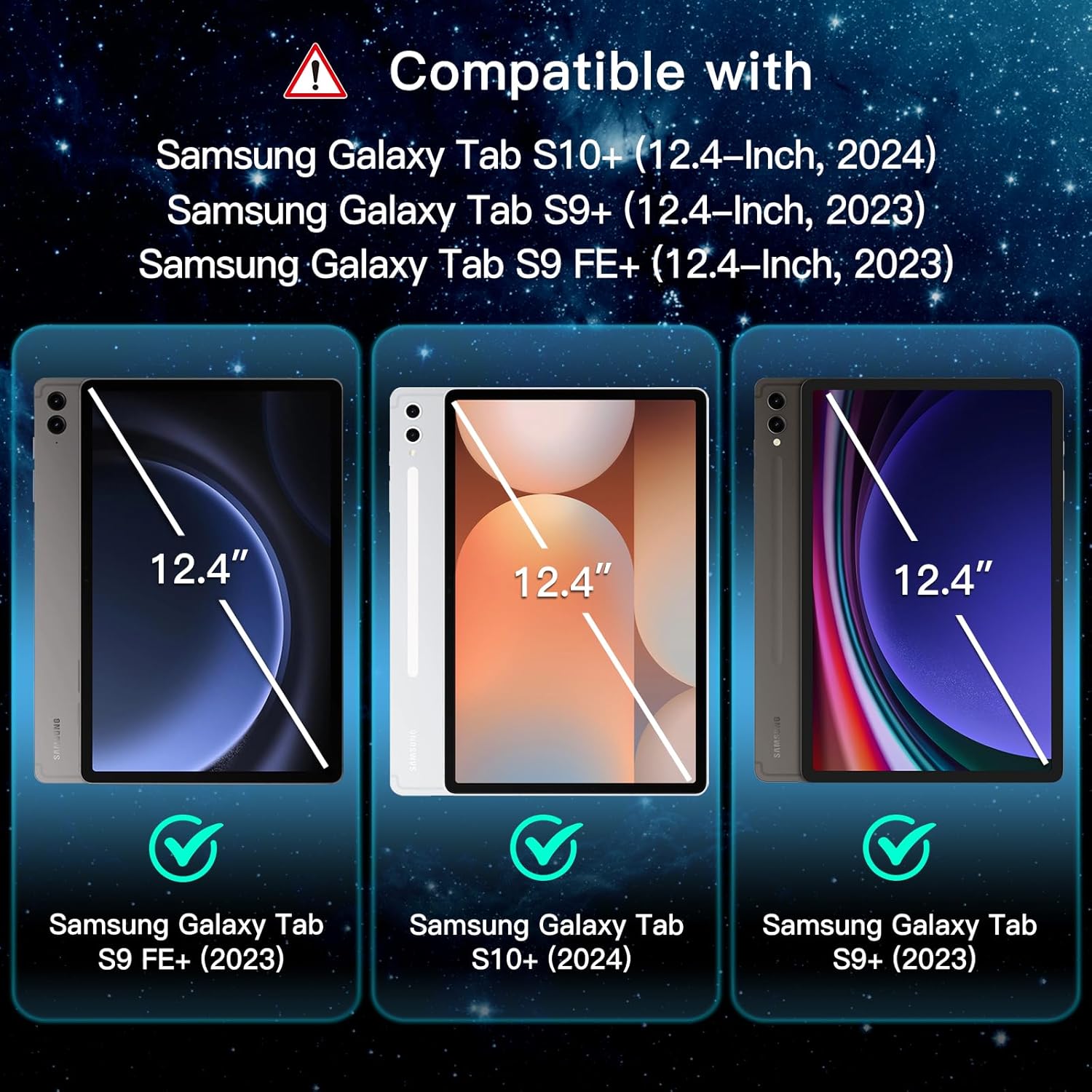 Thumbnail 1 de JETech Panzerglas-Schatzfolie für Samsung Galaxy Tab S10 Plus / Tab S9 Plus / Tab S9 FE Plus (12,4 Zoll) – HD, 2 Stück