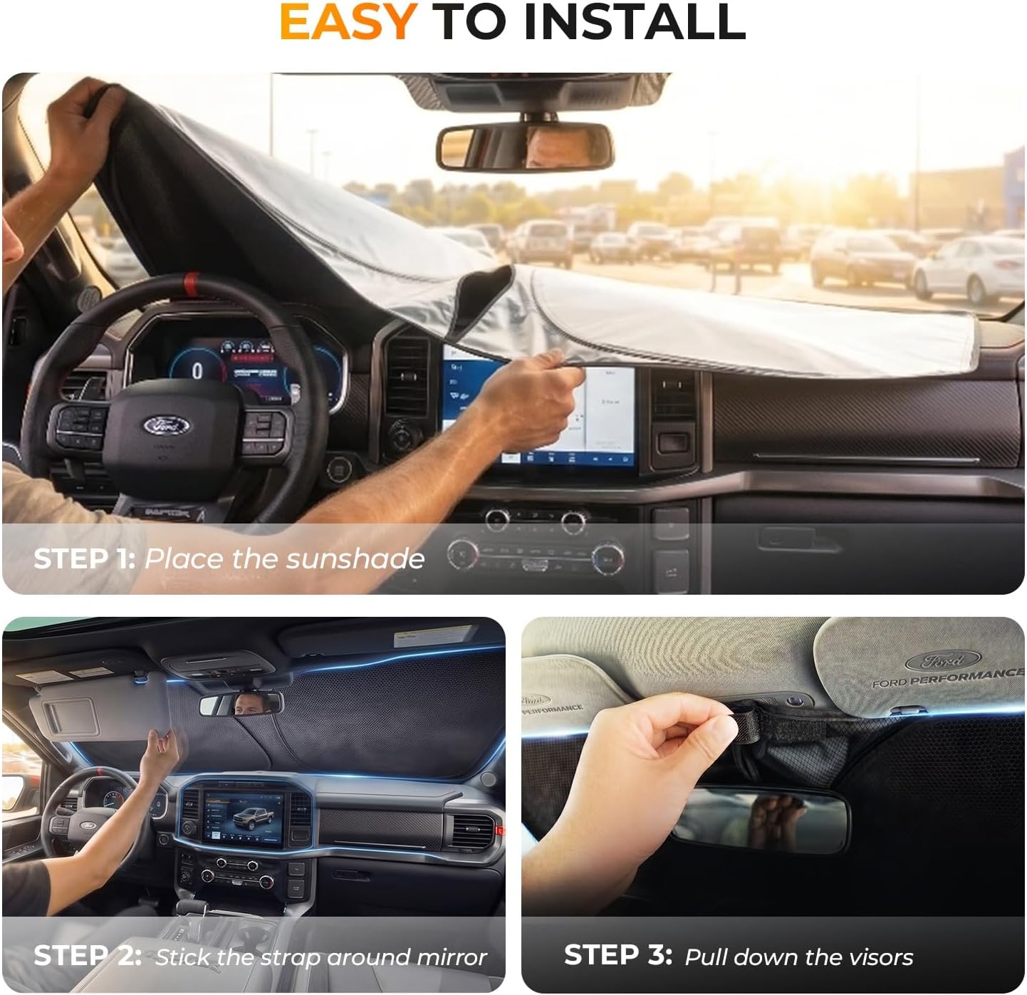 Thumbnail 6 de DooGooCoo 2026 Upgraded Windshield Sun Shade for Ford F-150 (2021–2026) – Custom Fit with Ice-Crystal Cooling