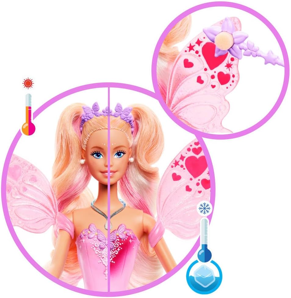 Thumbnail 2 de Barbie Fantasy Feenpuppe mit Farbwechsel Flügeln – Farbzauber-Set inkl. Outfit und Zauberstab (JCP76)