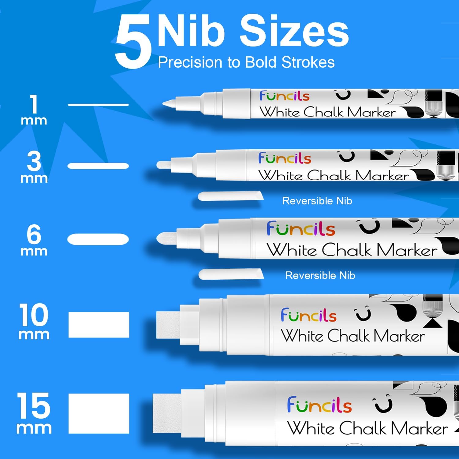 Detalle de Chalkboard marker set, white 1mm-15mm