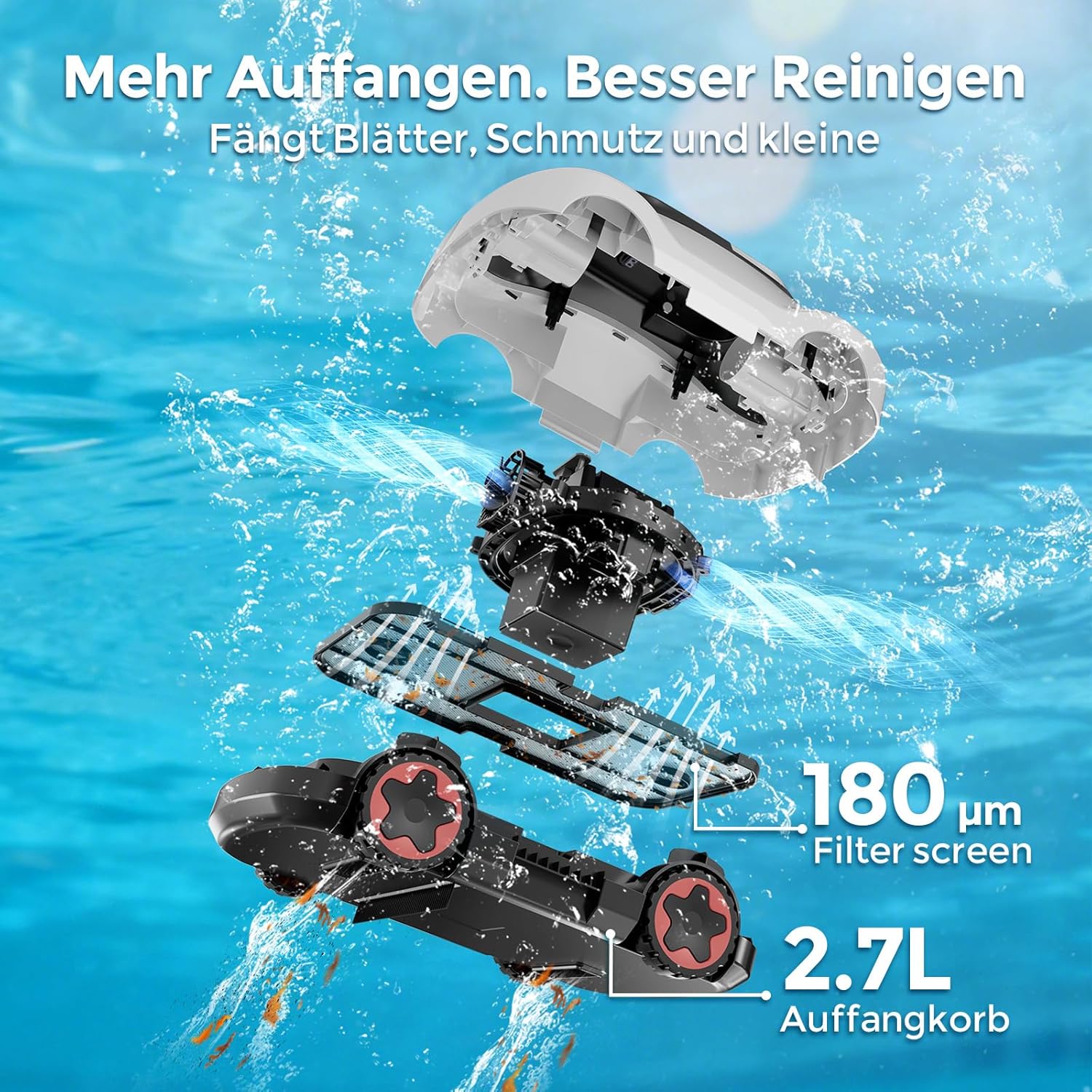 Thumbnail 3 de Poolroboter Kabellos Akku – C5 für Aufstell- & Einbaupools bis 200 m², 180 Min Laufzeit