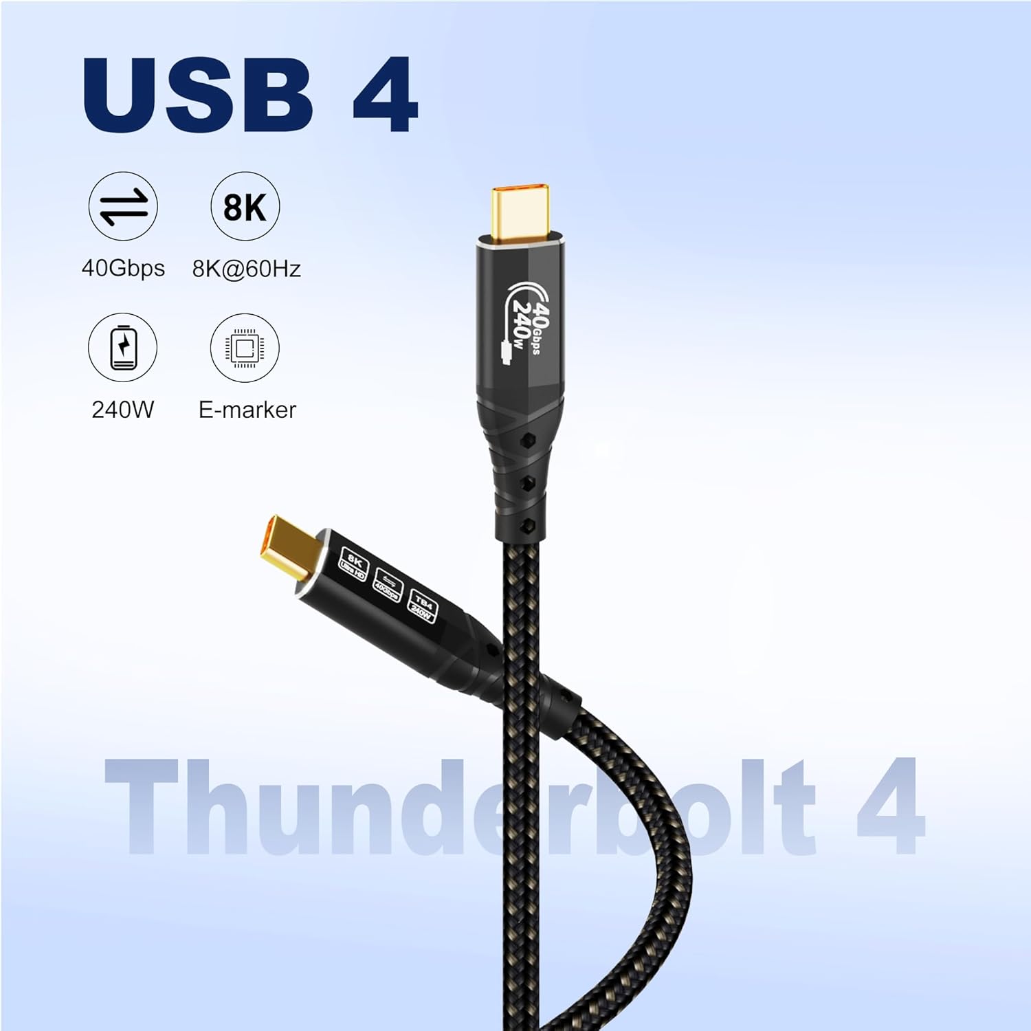 Thumbnail 1 de ZIKNYDO Thunderbolt 4/USB4 Datenkabel 3 m (bis 40 Gbit/s, 8K/4K, PD 3.1 bis 240 W)