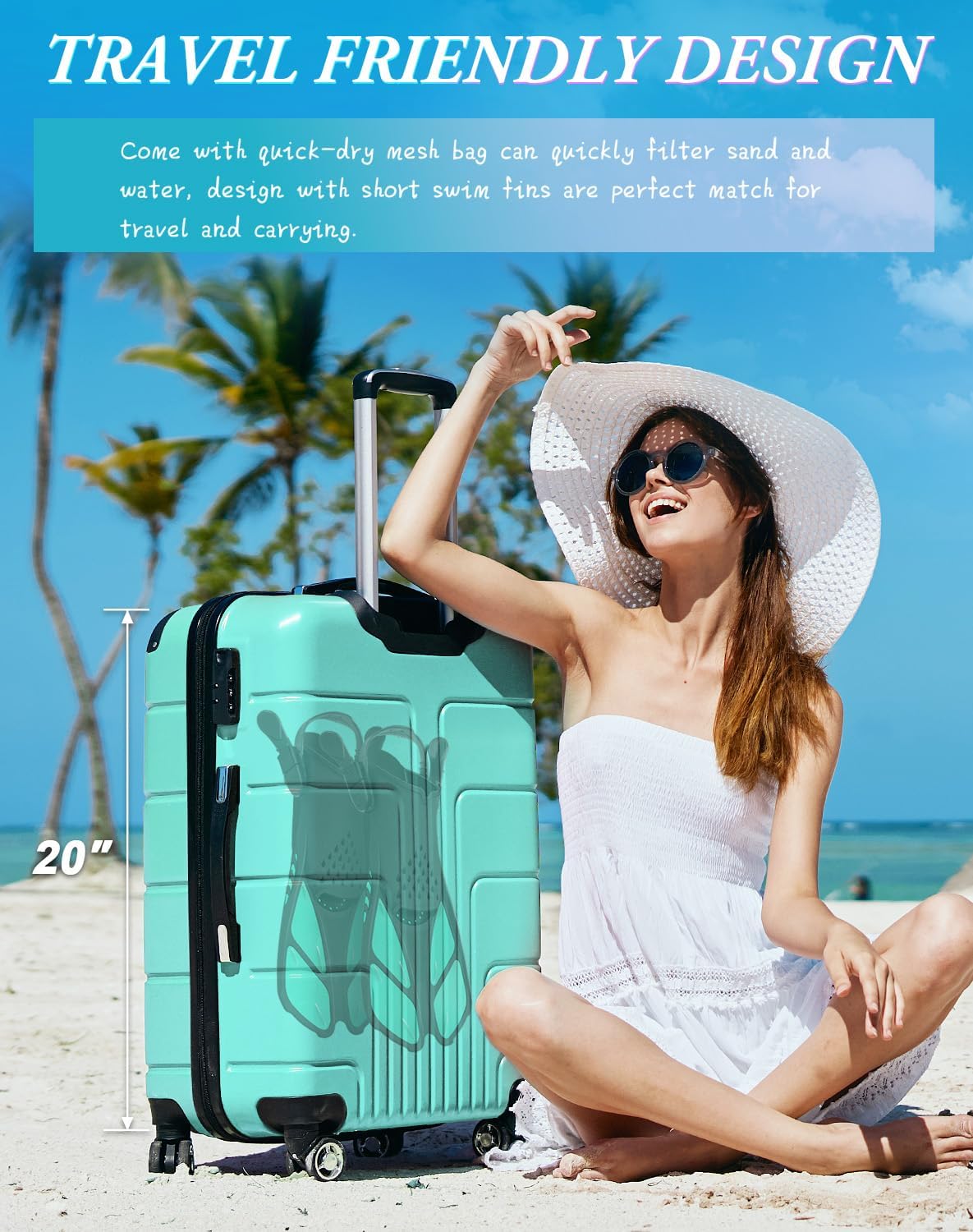 Thumbnail 6 de Greatever Snorkel Fins Adjustable Buckles Open Heel - Travel Short Fins for Snorkeling and Diving