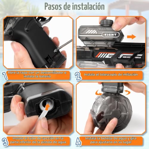 Detalle de Lomffy Pistola de Agua Eléctrica con Luz de Llama para Niños y Adultos