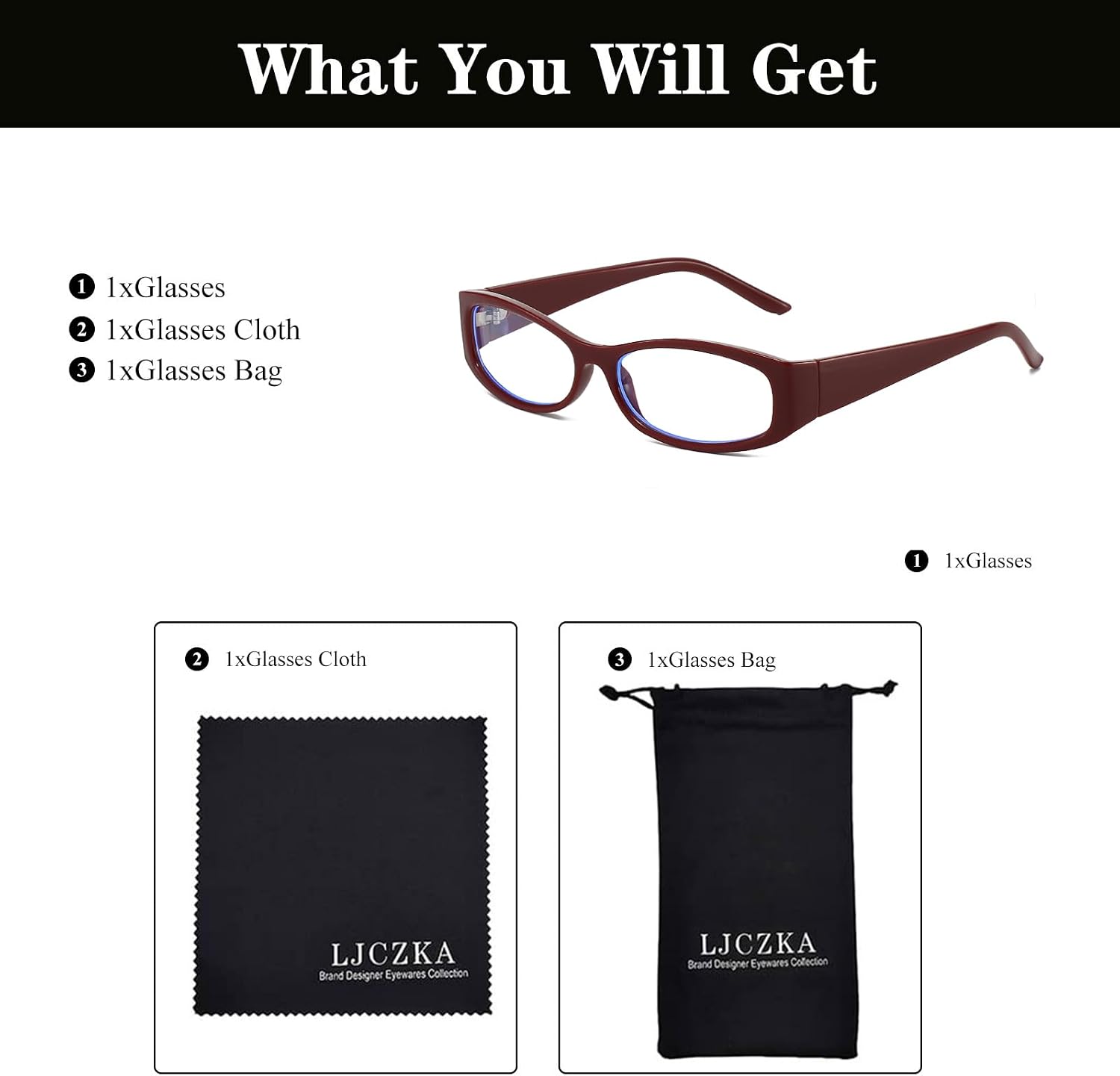 Thumbnail 6 de LJCZKA Oval Blue Light Glasses for Women – Small Oval Y2K Frame, Clear Lenses