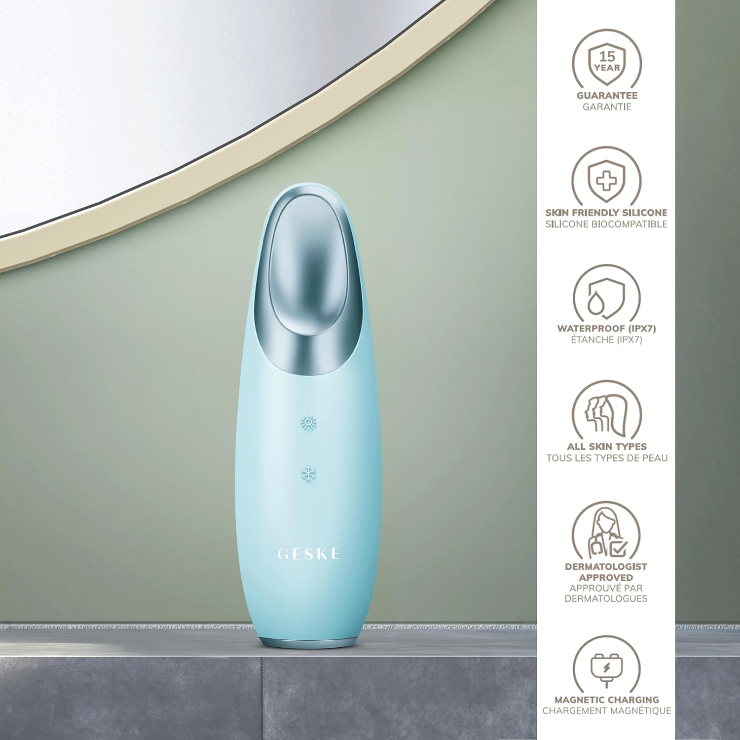 Detalle de GESKE SmartAppGuided Warm & Cool Eye Energizer – 6 en 1, massage oculaire intelligent