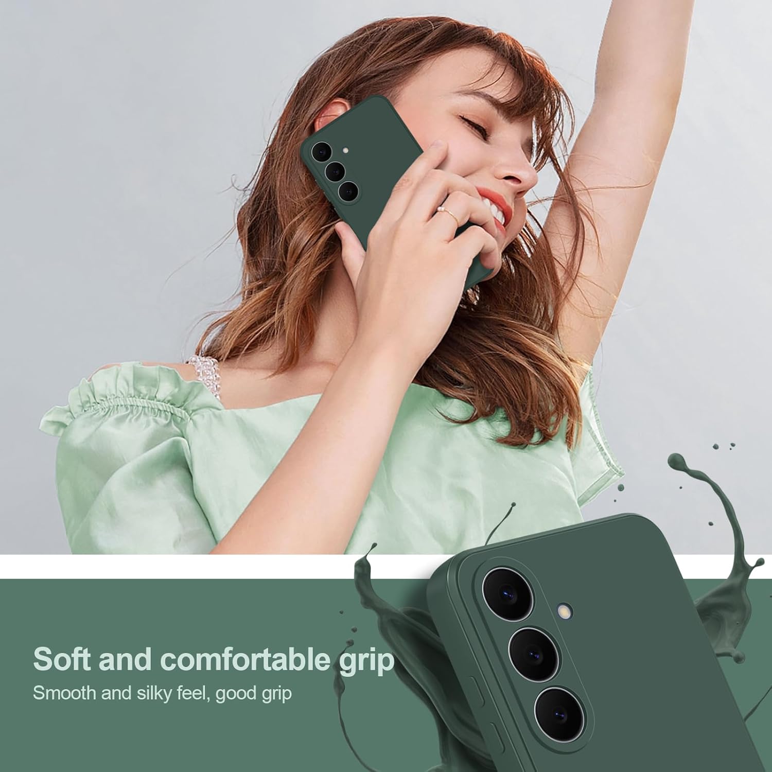 Thumbnail 3 de Btstring Case for Samsung Galaxy S25 FE – Soft Silicone Case with Upgraded Camera Protection (Green)