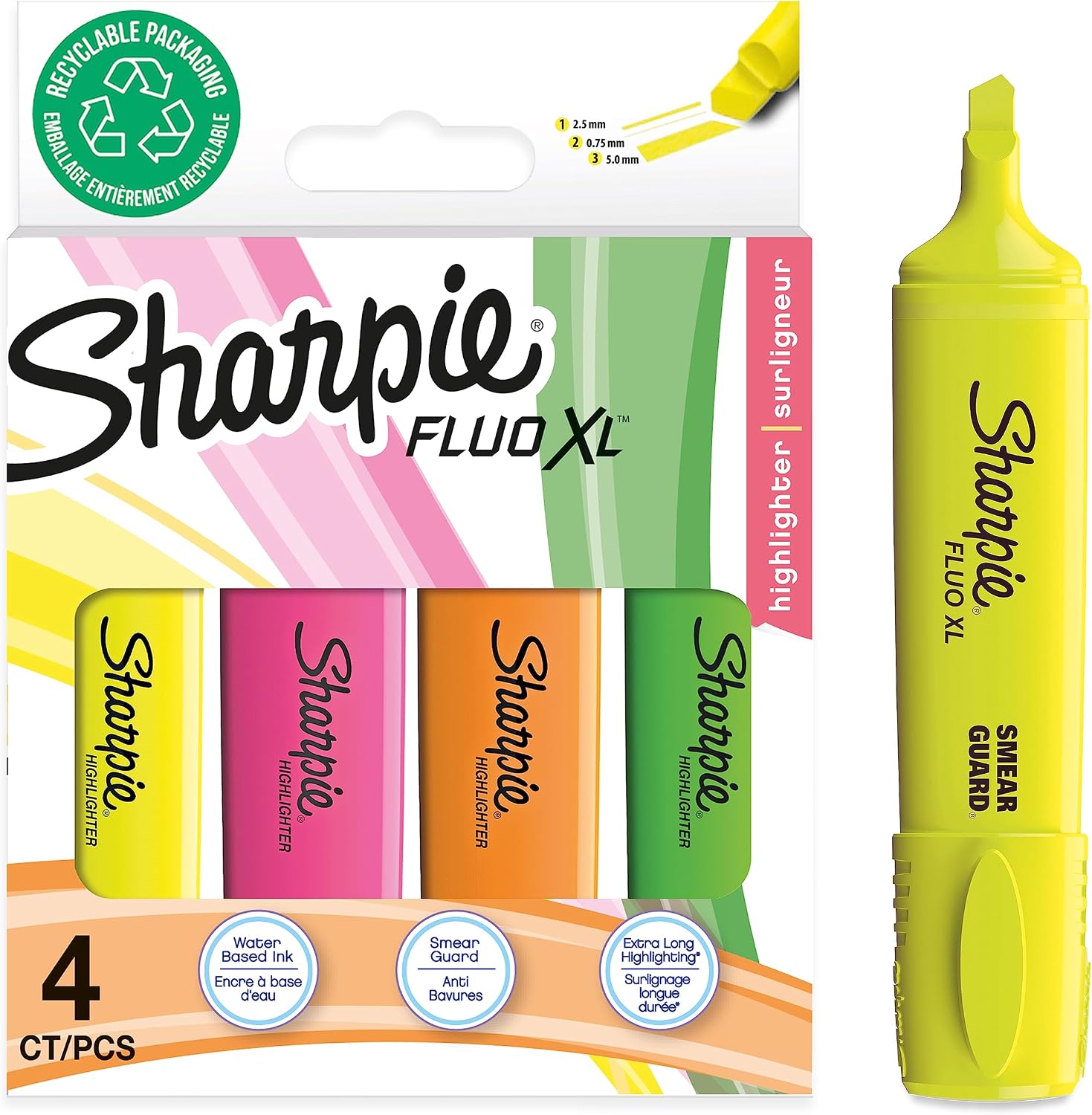 Detalle de Evidenziatori Sharpie Fluo XL 4 colori