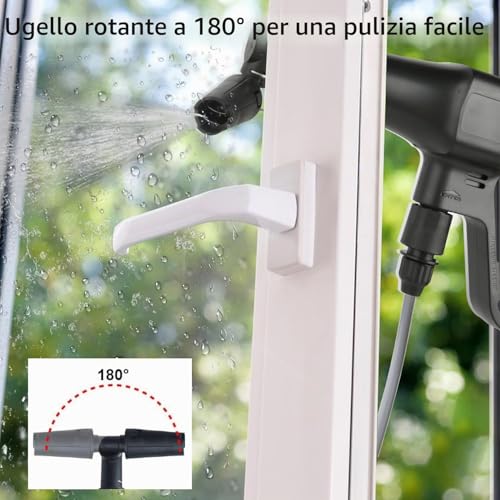 Detalle de Purova Idropulitrice a Batteria 100 Bar – Motore Brushless 1000W, Batteria da 6,0 Ah