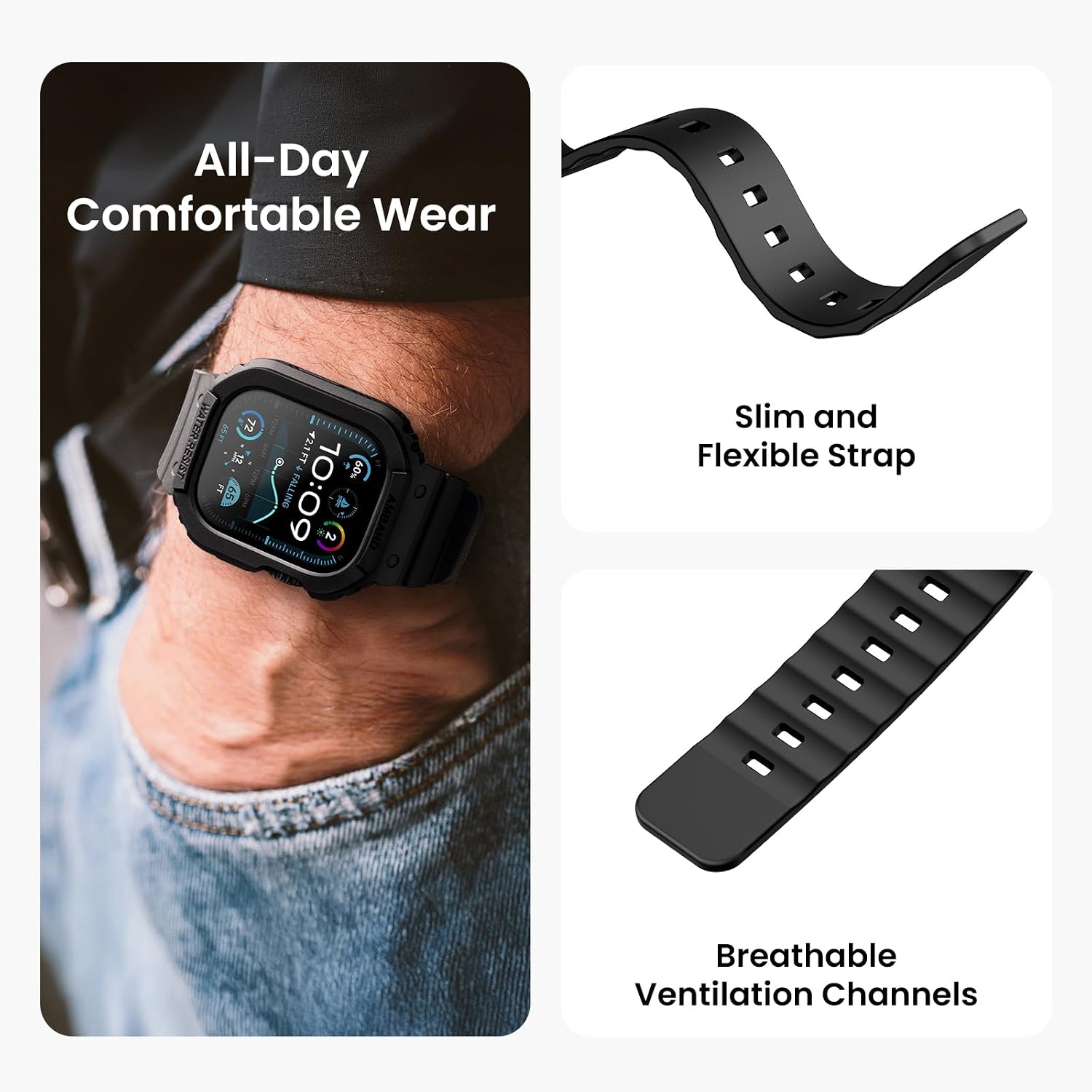 Detalle 2 de amBand E1 Rugged Band & Case for Apple Watch Series 1–11, SE3/SE2/SE, Ultra 3/2/1