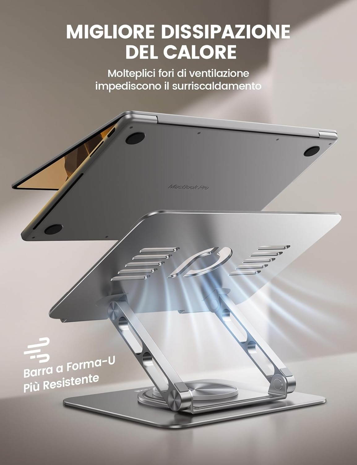 Thumbnail 5 de Lamicall Supporto PC Portatile in alluminio con rotazione 360° e base più stabile, altezza e angolo regolabili (10–17,3")