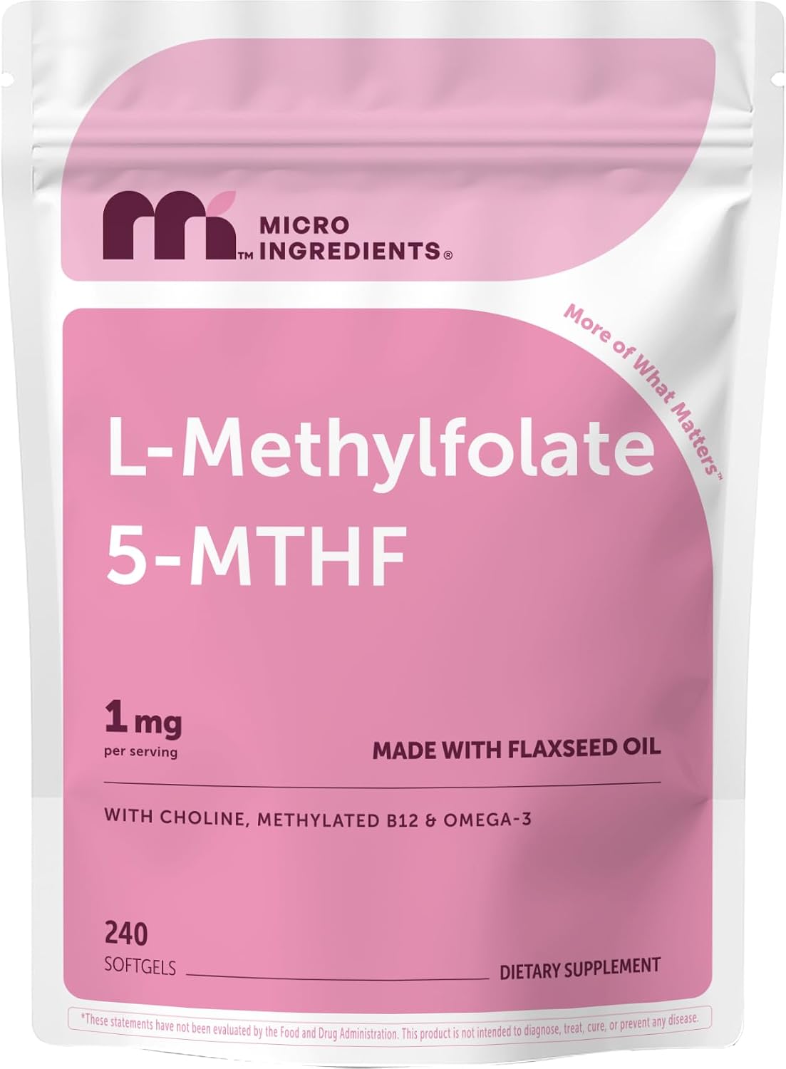 Detalle de Micro Ingredients L-Methylfolate Supplement 240 Softgels