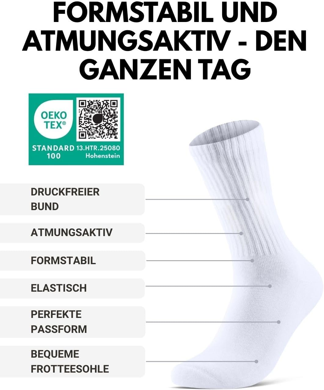Detalle de sockenkauf24 Premium Tennissocken Unisex – gepolstert, atmungsaktiv & nachhaltig (5 Paar)