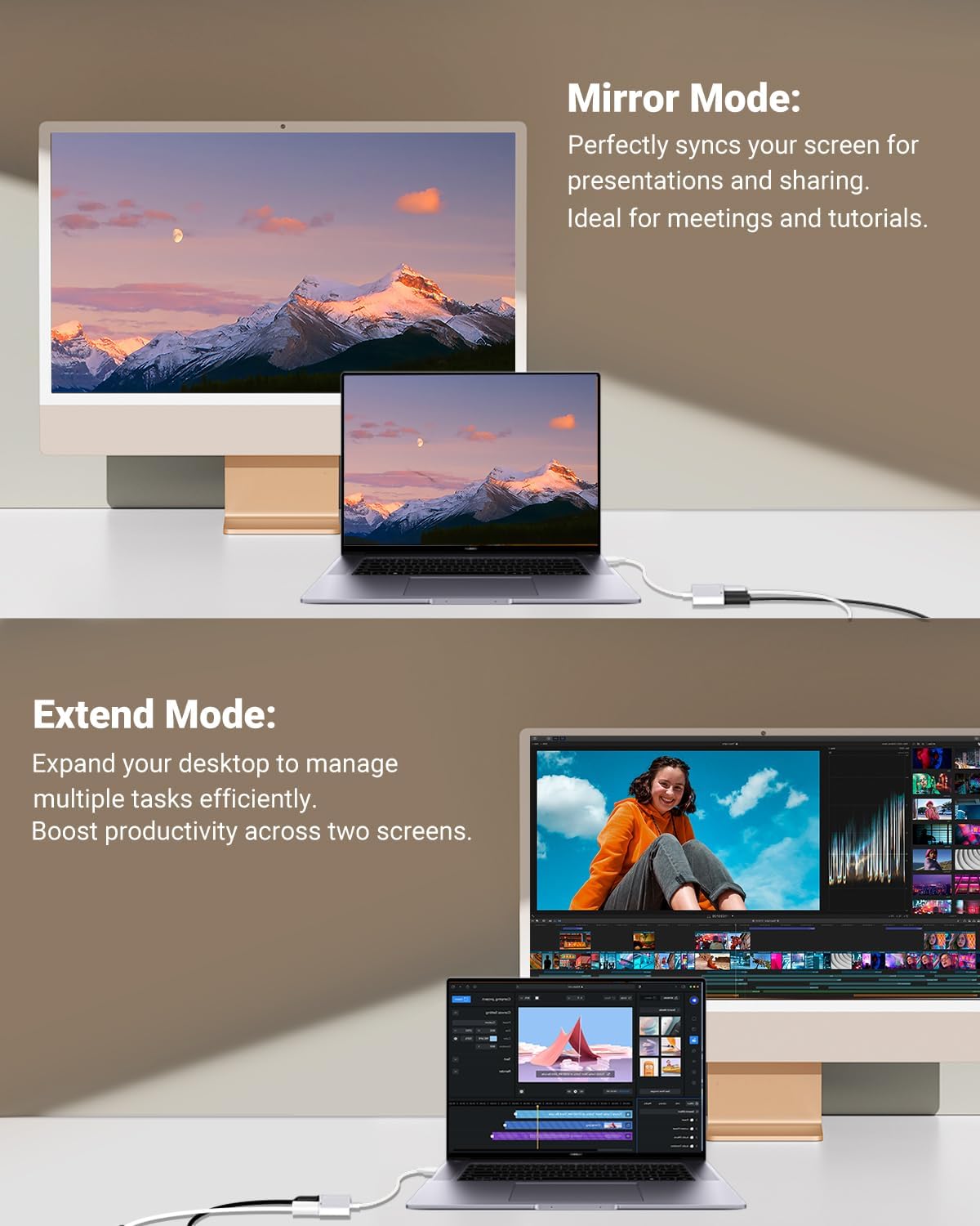 Detalle 2 de Microwoo USB-C to HDMI Adapter with 4K Output and 100W PD