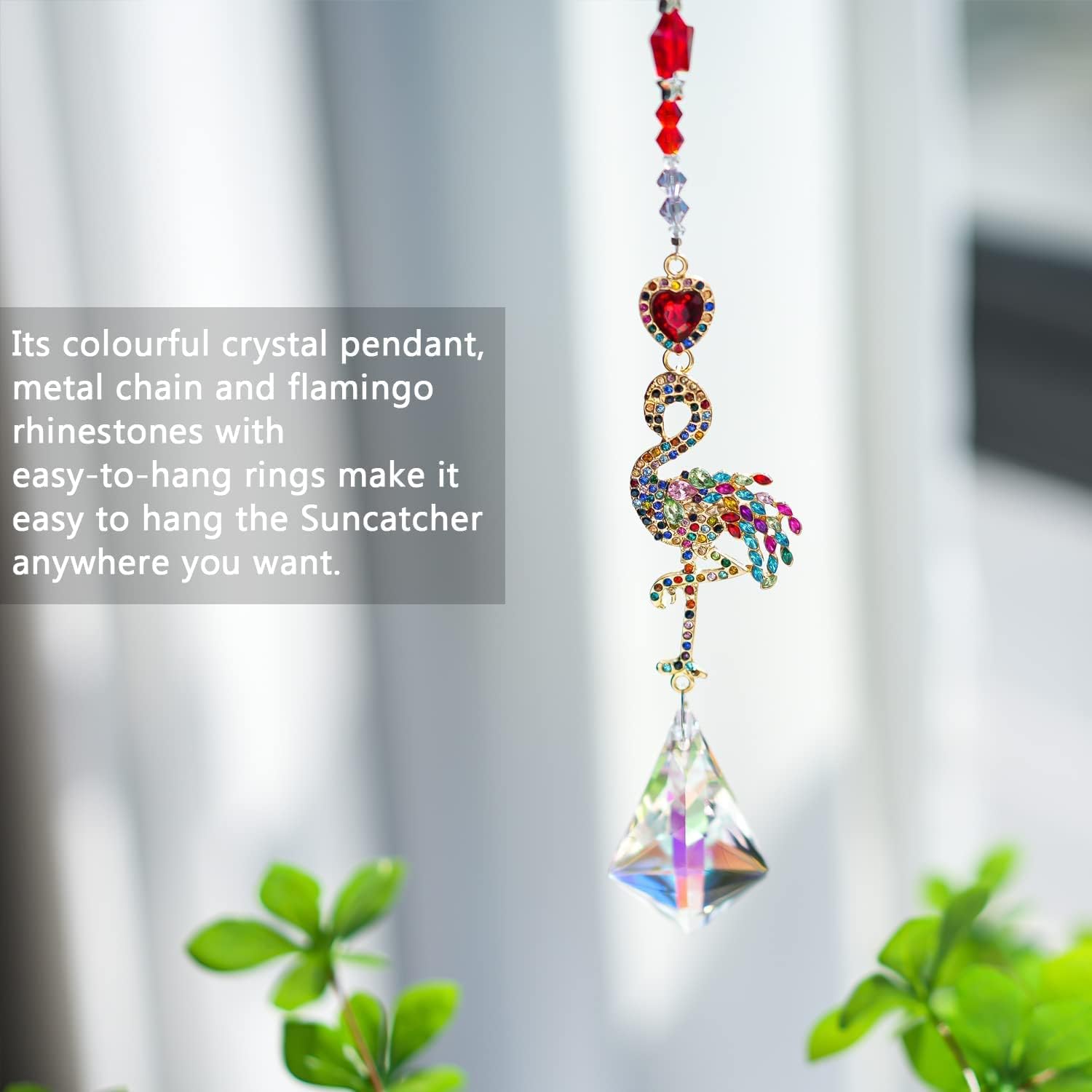 Detalle 2 de H&D HYALINE & DORA Flamingo Crystal Suncatcher 1pc 🌟