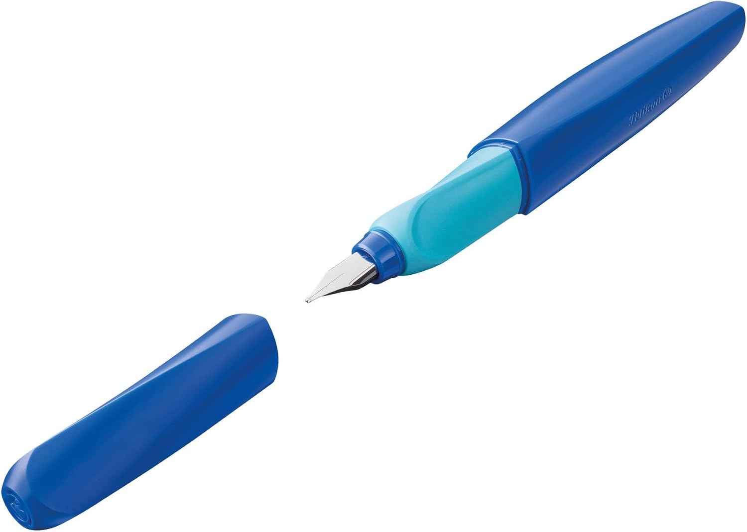 Detalle de Pelikan Twist Füllhalter, Edelstahl-Feder, Strichbreite M – Deep Blue