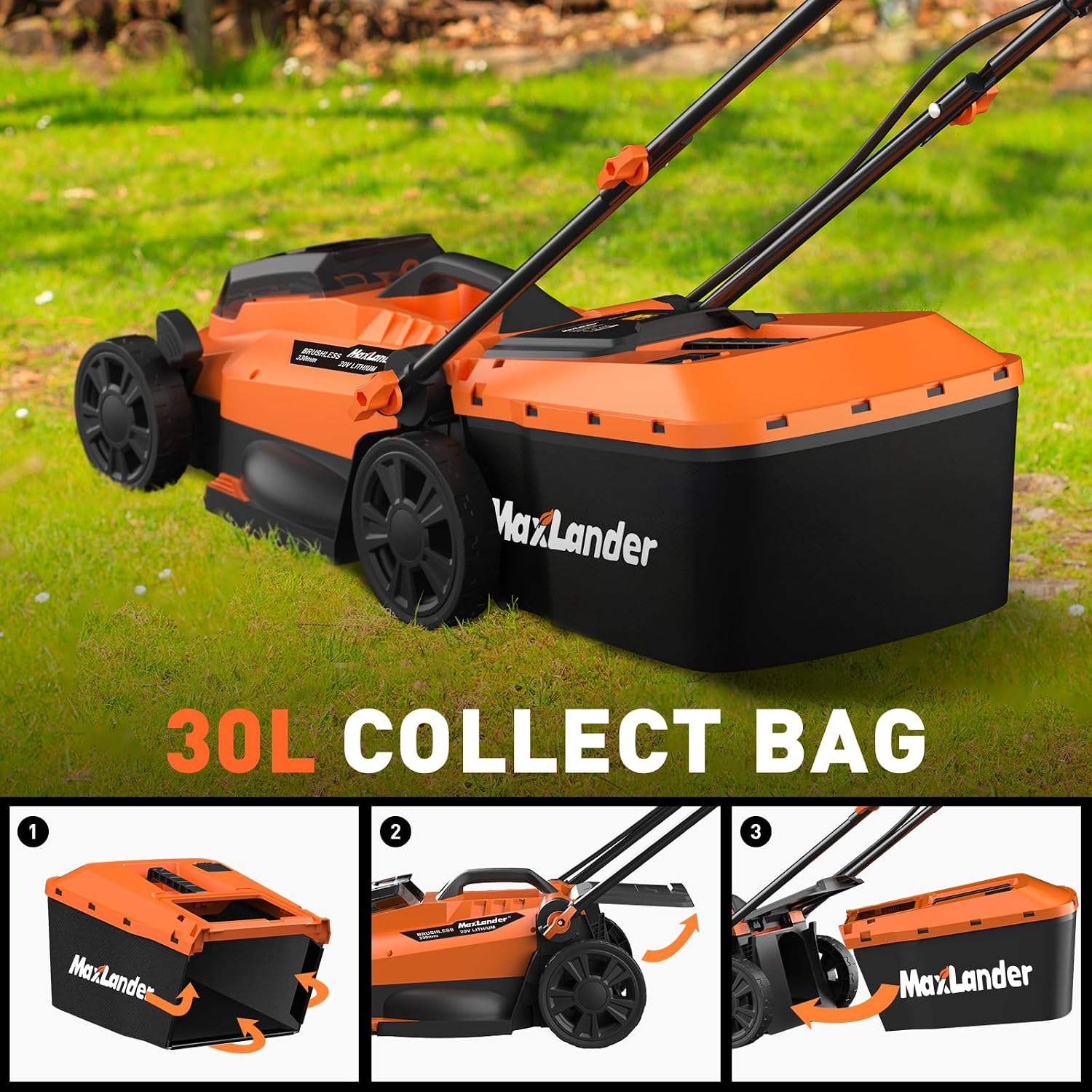 Thumbnail 6 de Maxlander 33cm Cordless Lawnmower with 5-Position Height Adjustment and Dual 18V Batteries