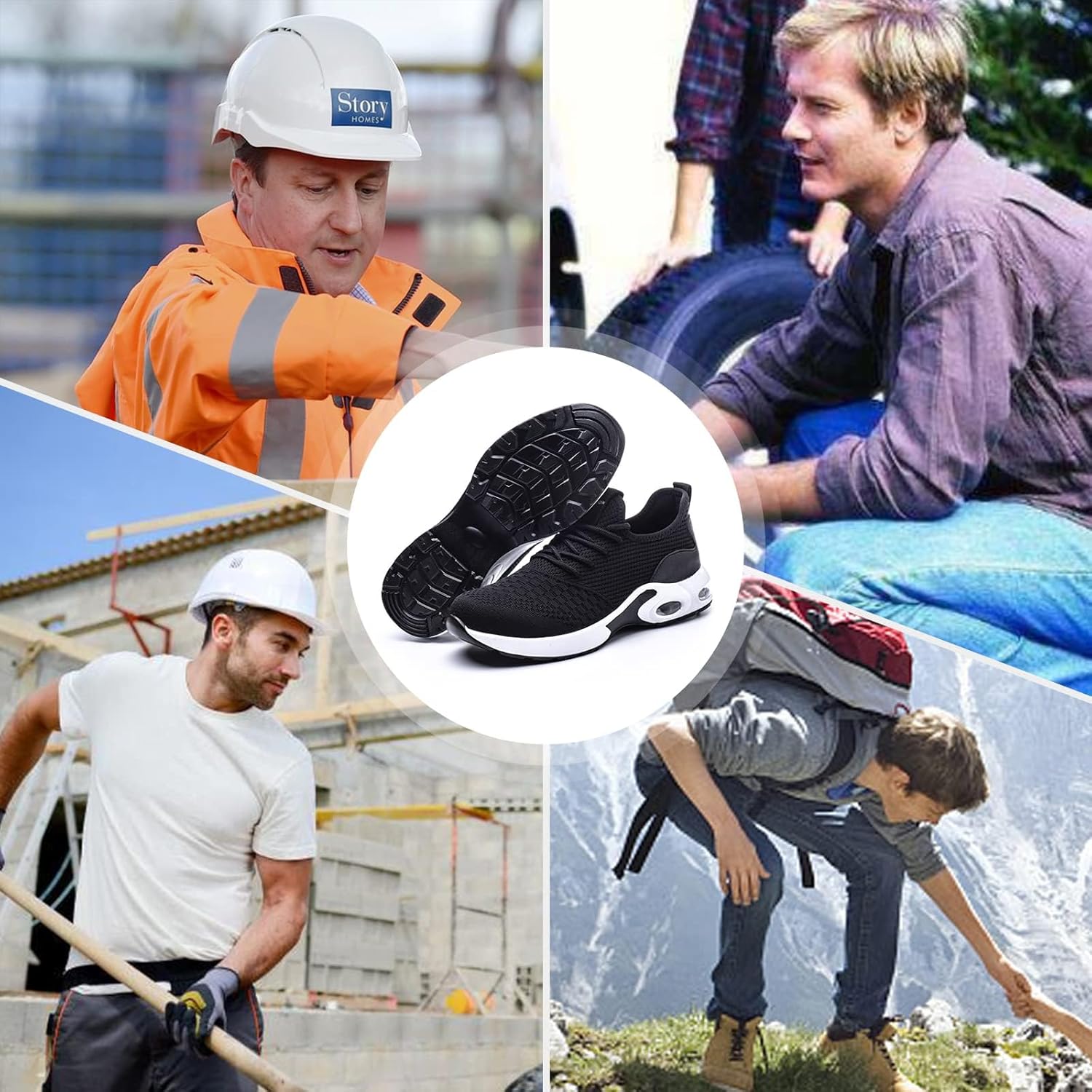 Thumbnail 1 de Steel Toe Caps Trainers: Lightweight Unisex Work Boots in Black (EU36–EU46)