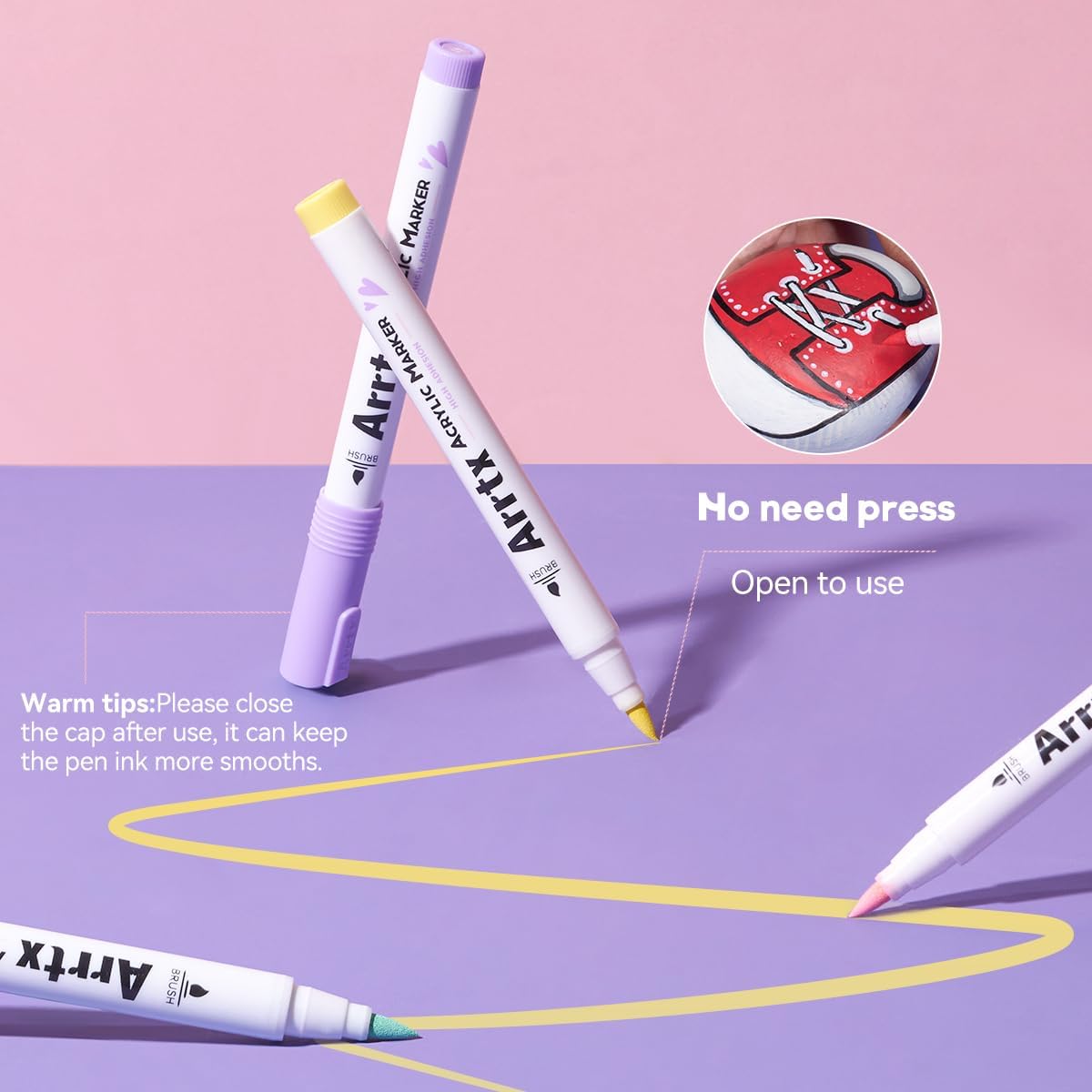 Detalle 2 de Arrtx 60 Colors Acrylic Markers 60B