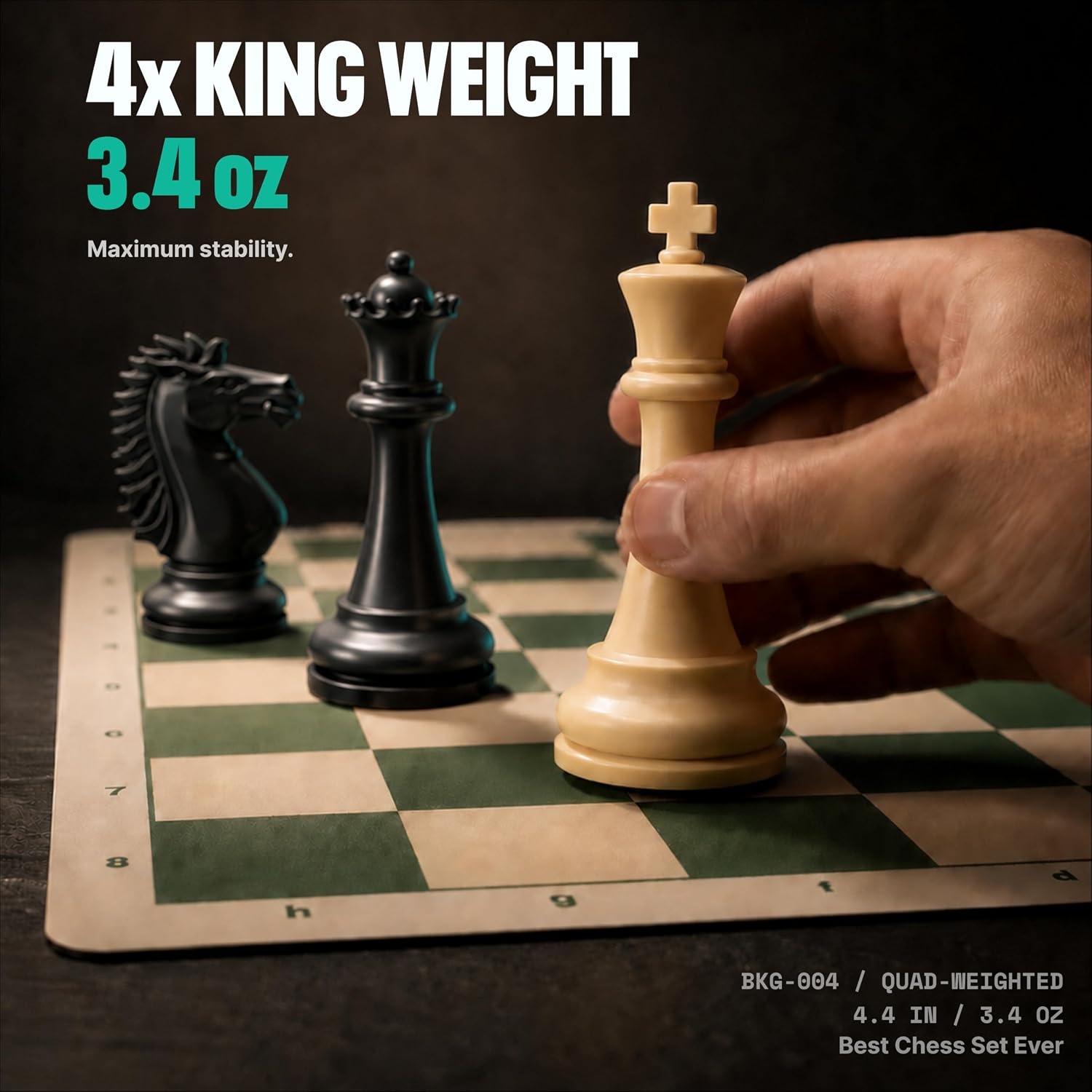 Detalle 2 de Best Chess Set Ever 4X Tournament Modern Chess Set with Weighted Staunton Pieces