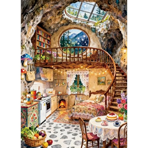 Detalle de HUADADA Puzzle 1000 Teile – Erwachsenes Felsenheim, 70 × 50 cm