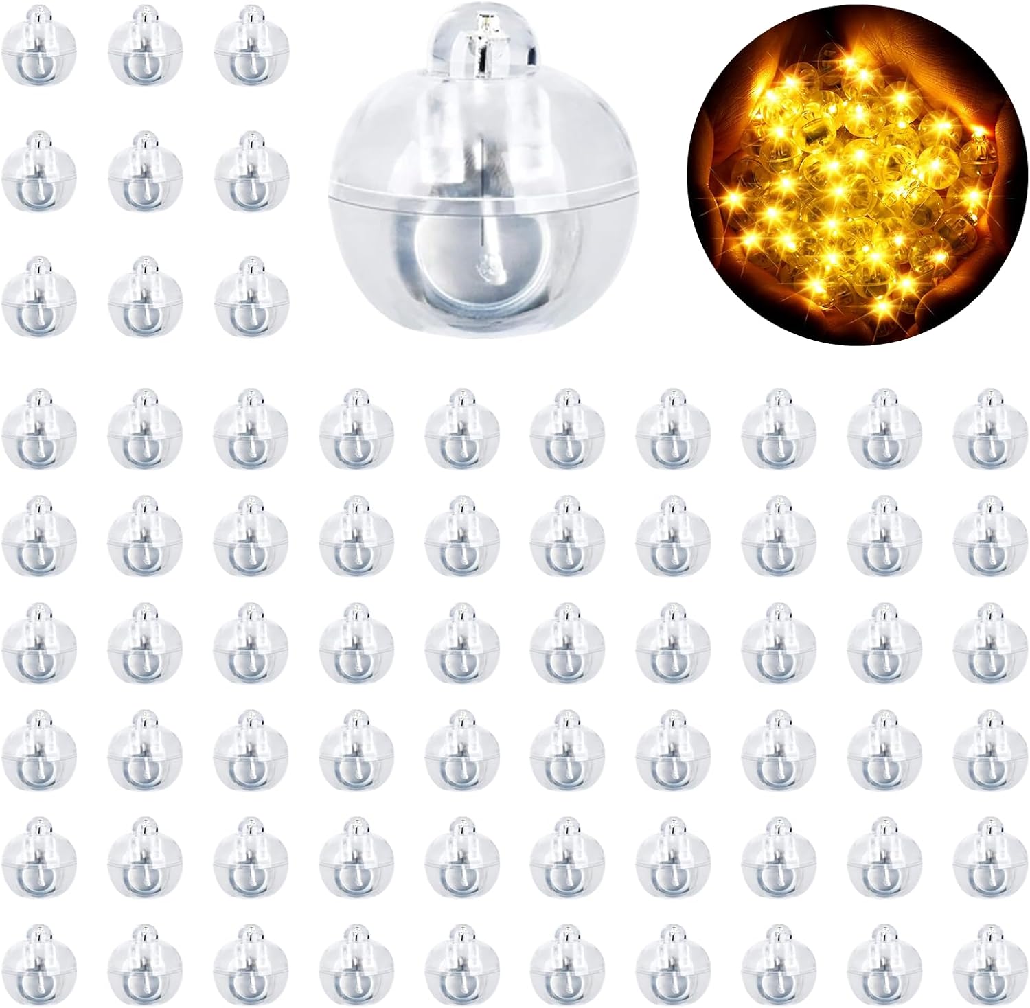 Detalle de A.bigwhale zestaw 60 mini lampek LED, ciepła biel, zasilanie bateryjne