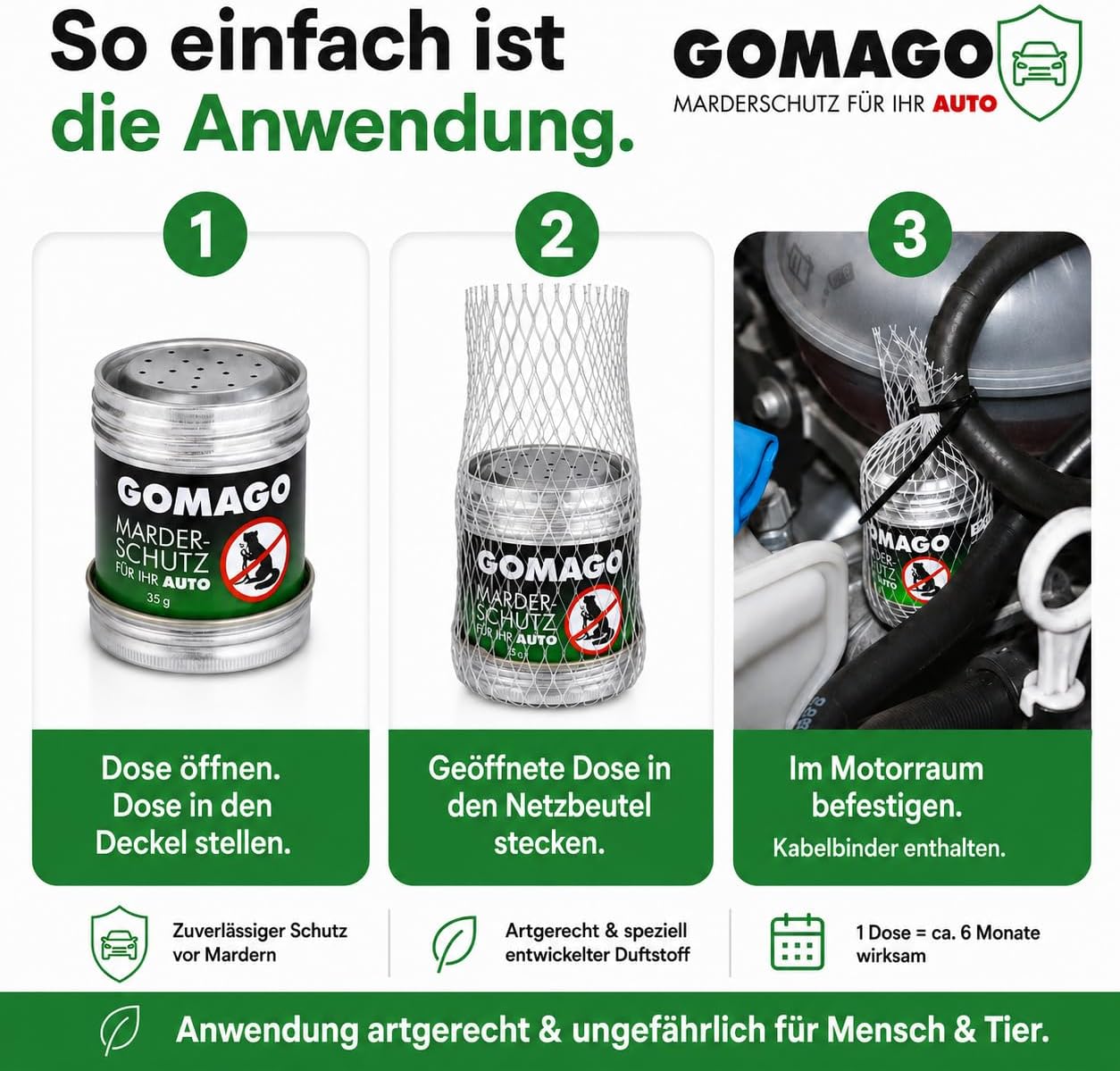 Detalle 2 de GOMAGO Marderschutz 2er Set 2 x 35g đ