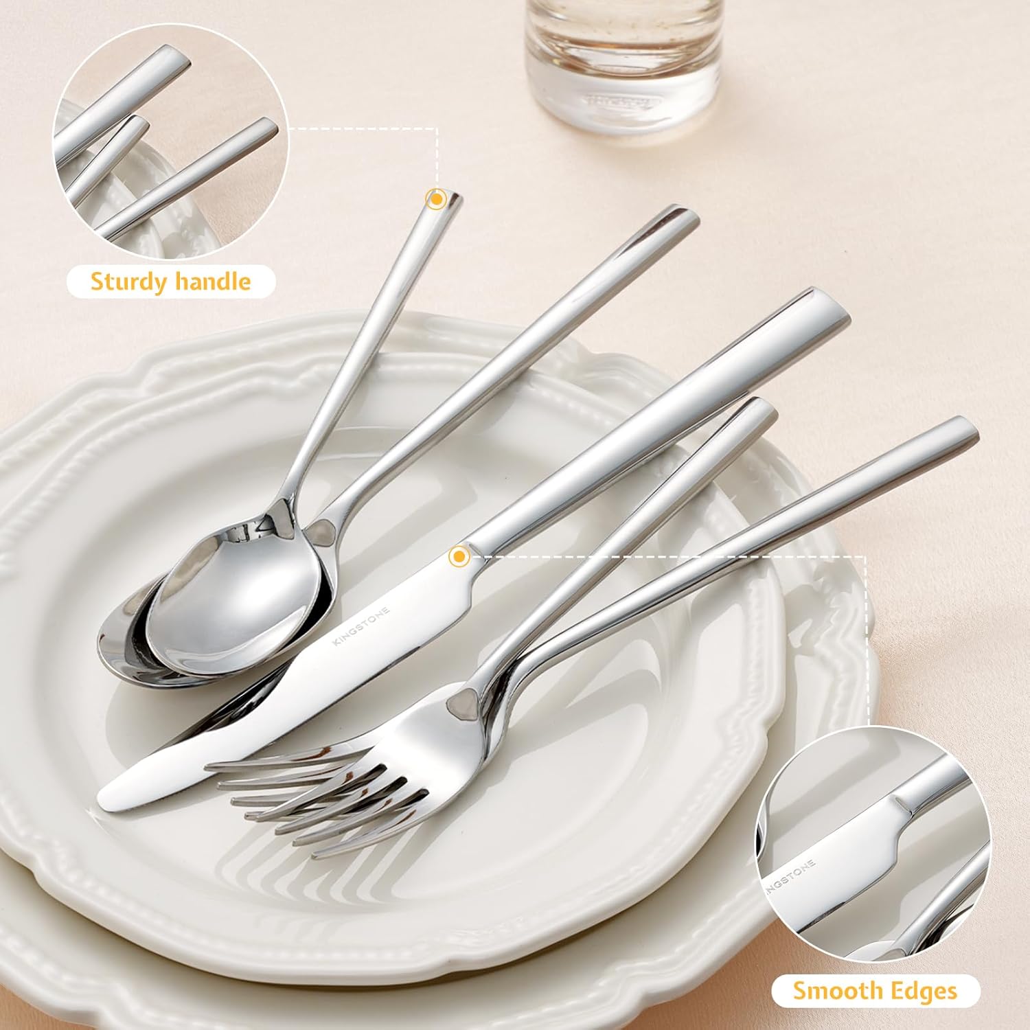 Thumbnail 3 de KINGSTONE 40-Piece Forged Flatware Set (Service for 8) in Mirror-Polished Stainless Steel