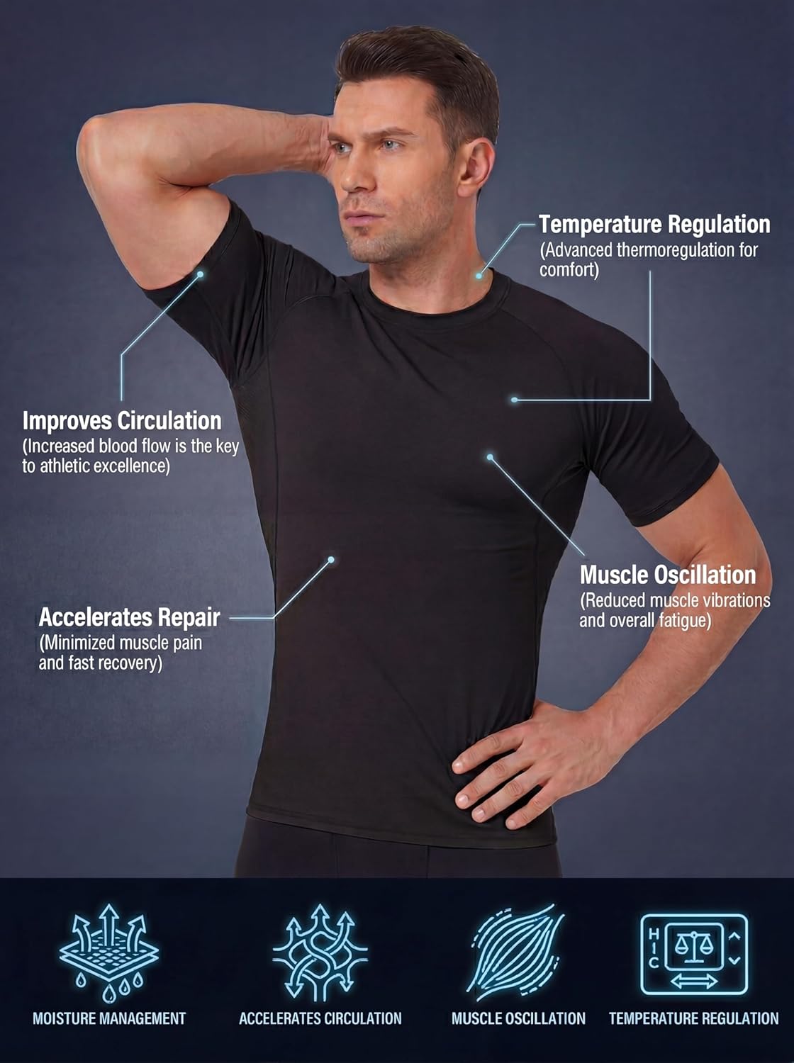 Thumbnail 1 de TELALEO 6-Pack Men’s Compression Shirt Short Sleeve Athletic Baselayer (Black/White)