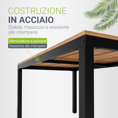 Detalle de Juskys Rhodos: set mobili da giardino in legno di acacia con tavolino, 4 sedie e cuscini