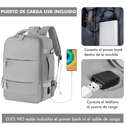 Thumbnail 3 de T-LOVENDO.ES Mochila de viaje cabina 40x20x25 cm (20L) con USB | Ideal para Ryanair