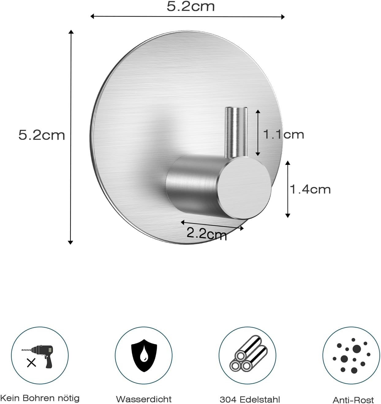 Detalle de Aikzik Self Adhesive Hooks 8kg load, 4 pack