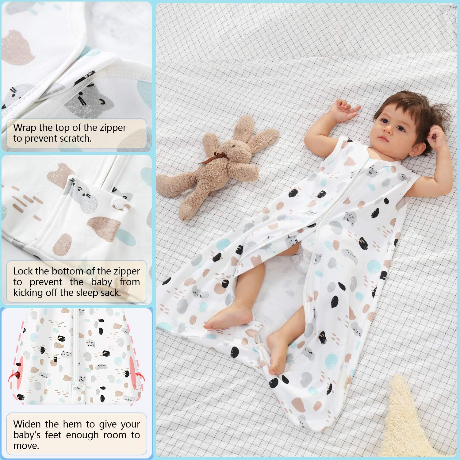 Thumbnail 2 de Mosebears Baby Summer Sleeping Bag 0.5 Tog (0–6 Months) – 100% Cotton, Breathable Sleep Sack