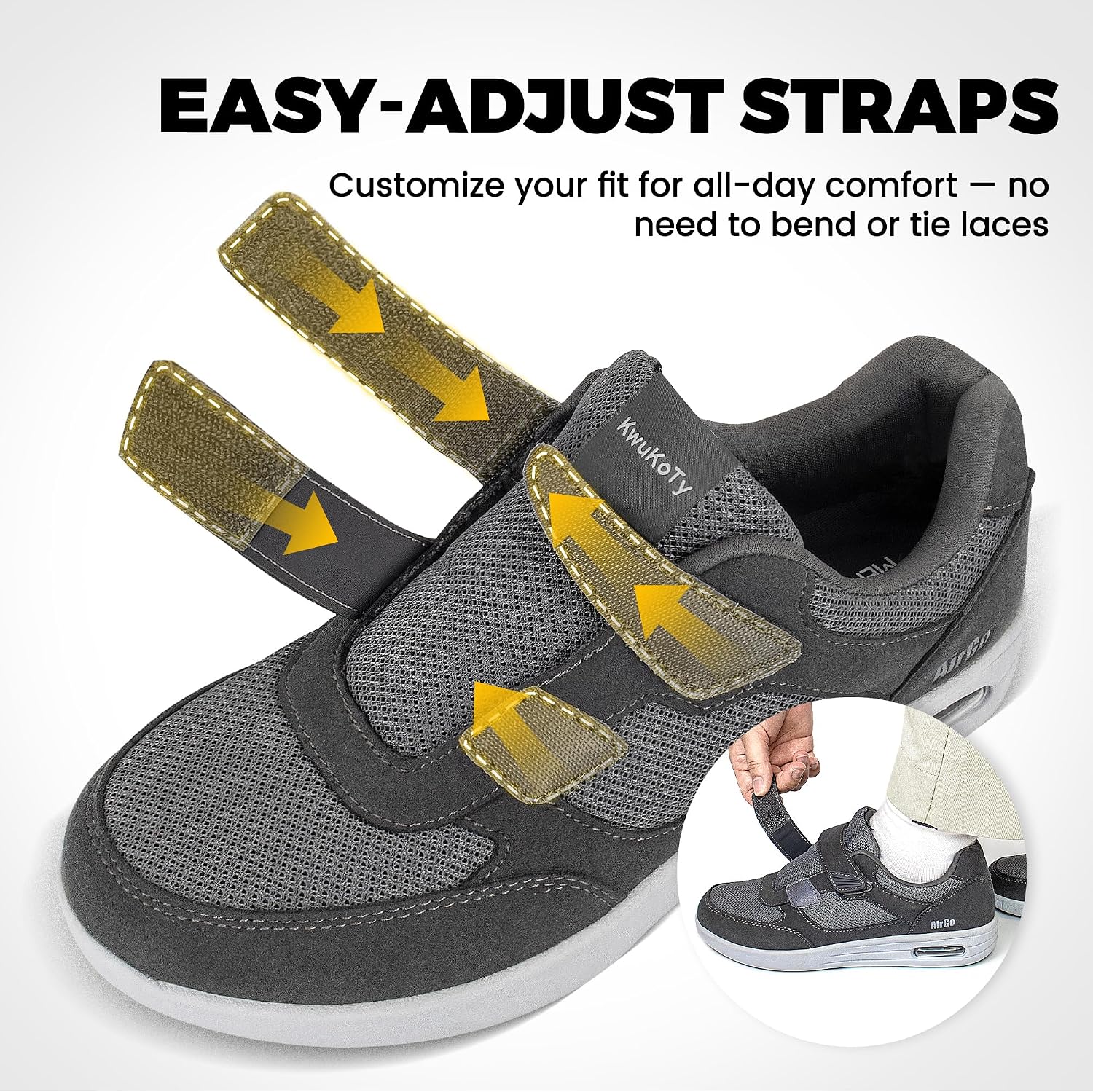 Detalle 2 de KWUKOTY Diabetiker Schuhe Herren Verstellbar 40-47