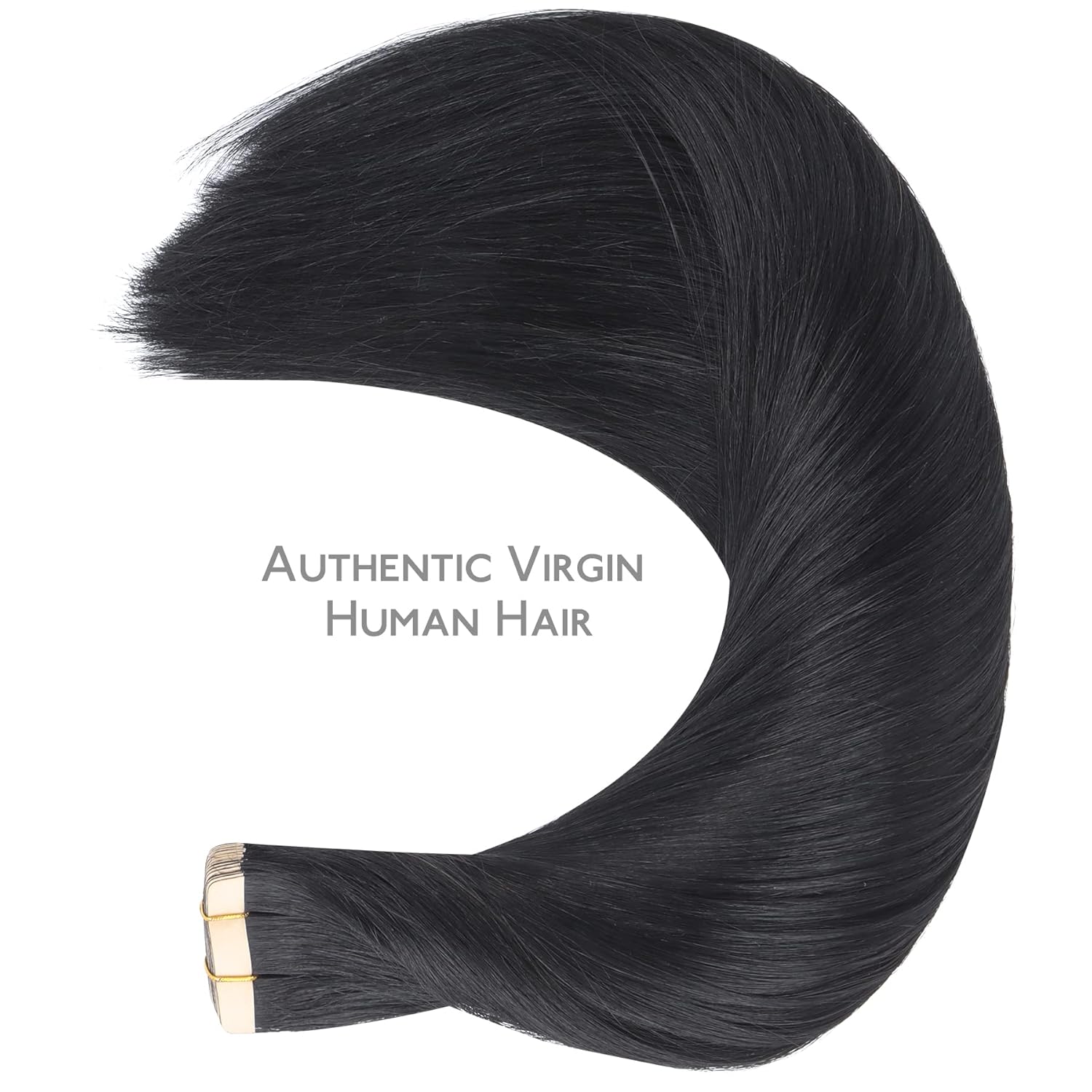Thumbnail 4 de WENNALIFE Tape-In Hair Extensions: Remy Human Hair, Jet Black, 24" (20 pcs, 50g)