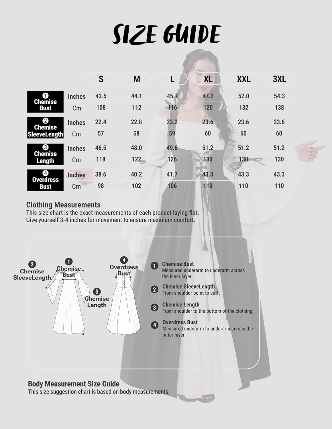 Thumbnail 6 de Spooktacular Creations Renaissance Costume for Women, Chemise Dress with Lace-Up Details