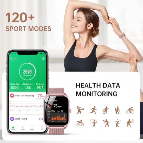 Thumbnail 6 de Taopodo JX637 Damen-Smartwatch mit Telefonfunktion – 1,83 Zoll Touchscreen, 120+ Sportmodi, IP68 Rose