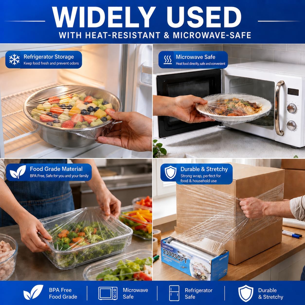 Thumbnail 5 de 12" x 2300 SqFt Plastic Wrap with Slide Cutter — Commercial-Size Cling Wrap for Home or Kitchen