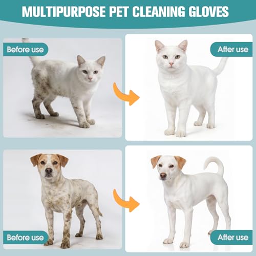 Detalle de DWDHYEAN Guantes Limpiadores para Mascotas – 24 Piezas, Toallitas en Forma de Guante, Higiénicas y Hipoalergénicas