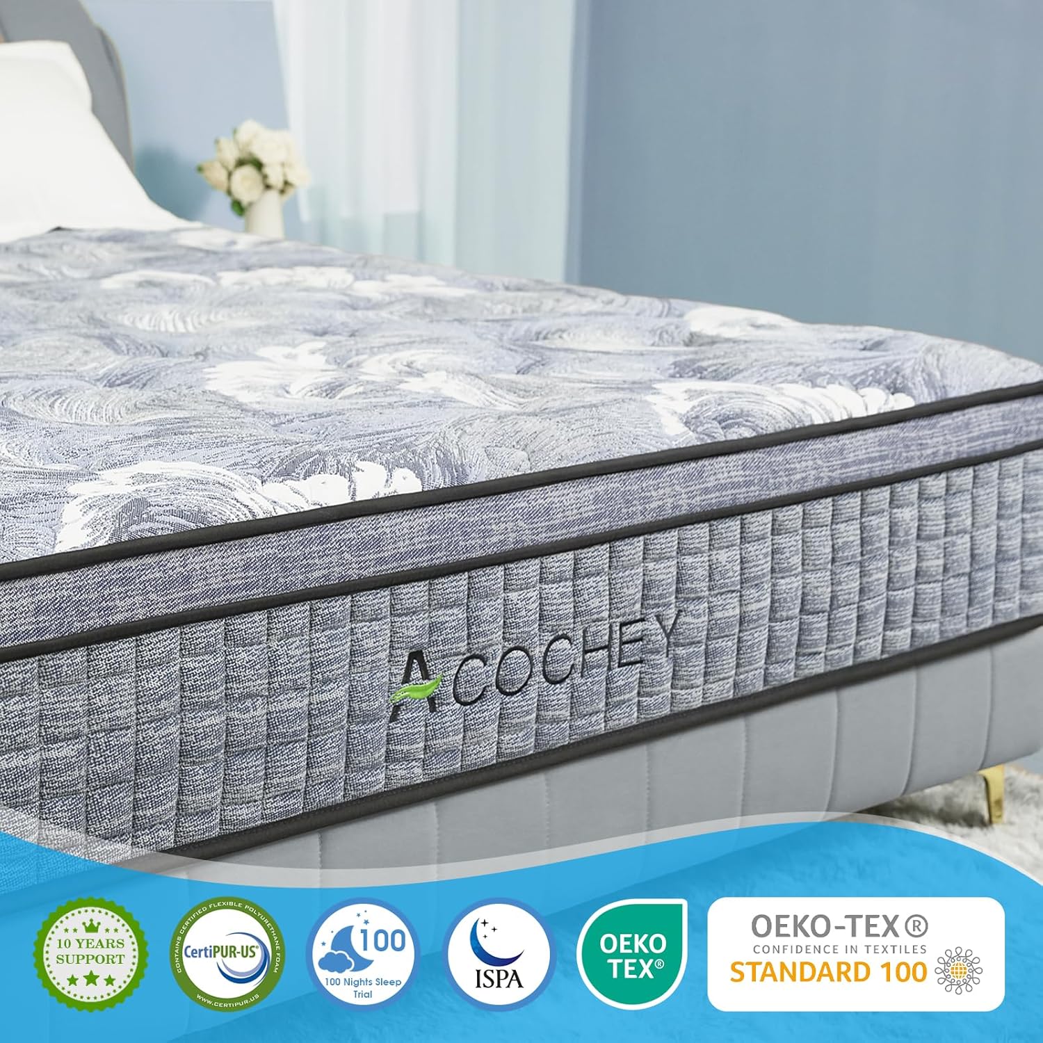 Thumbnail 5 de Acochey 4FT6 Double Hybrid Mattress with Gel Memory Foam & Pocket Springs