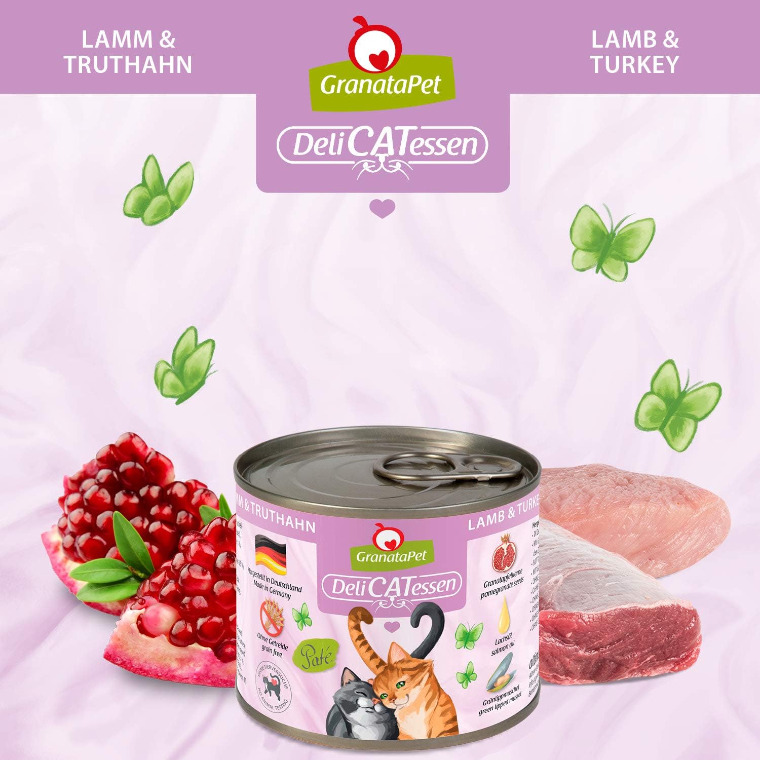Detalle de GranataPet DeliCatessen Lamm & Truthahn – Nassfutter für Katzen, grain-free, 6x200 g