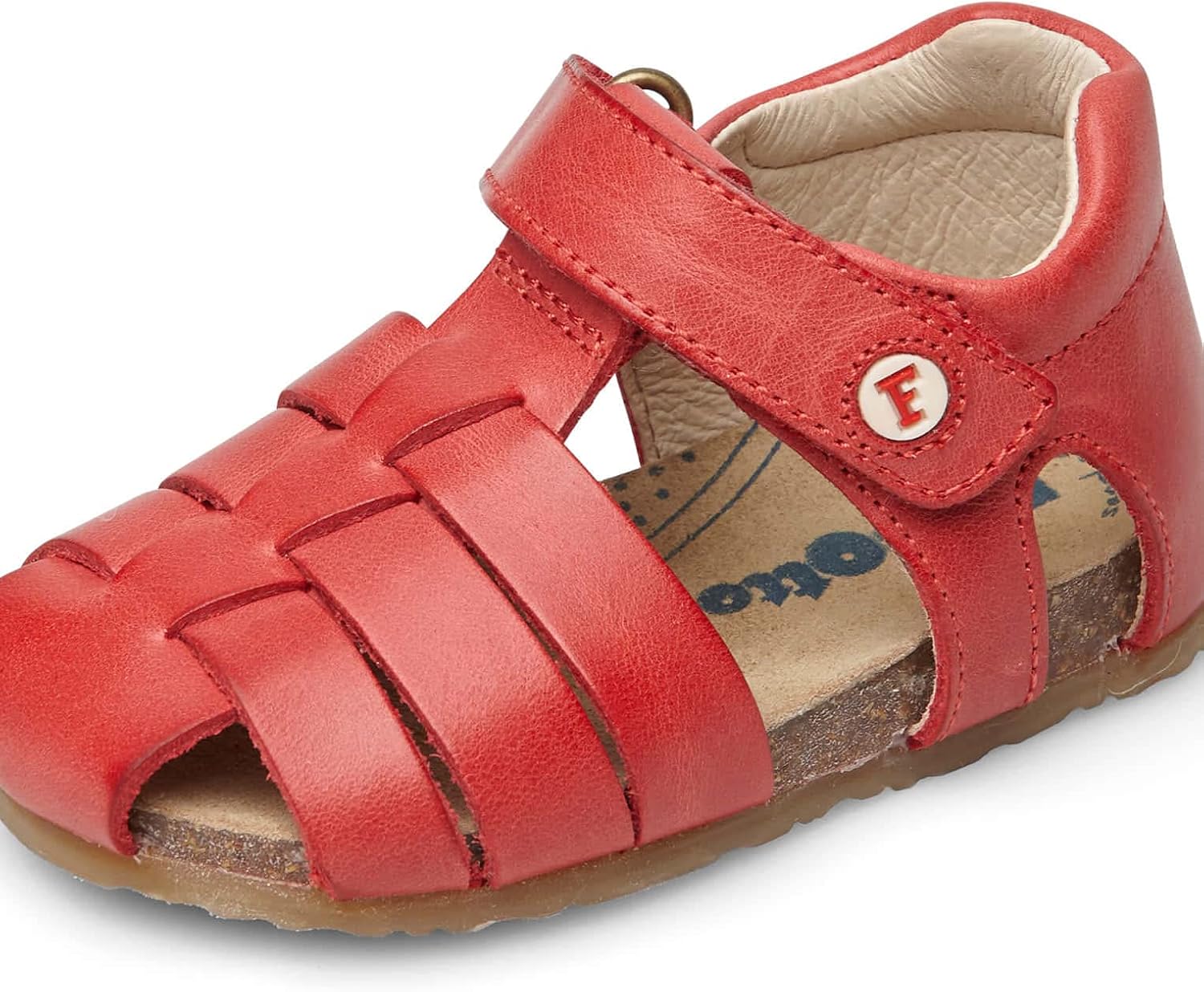 Detalle de Falcotto Offene Sandale mit Herzmuster – Leder, Klettverschluss, Herzdesign