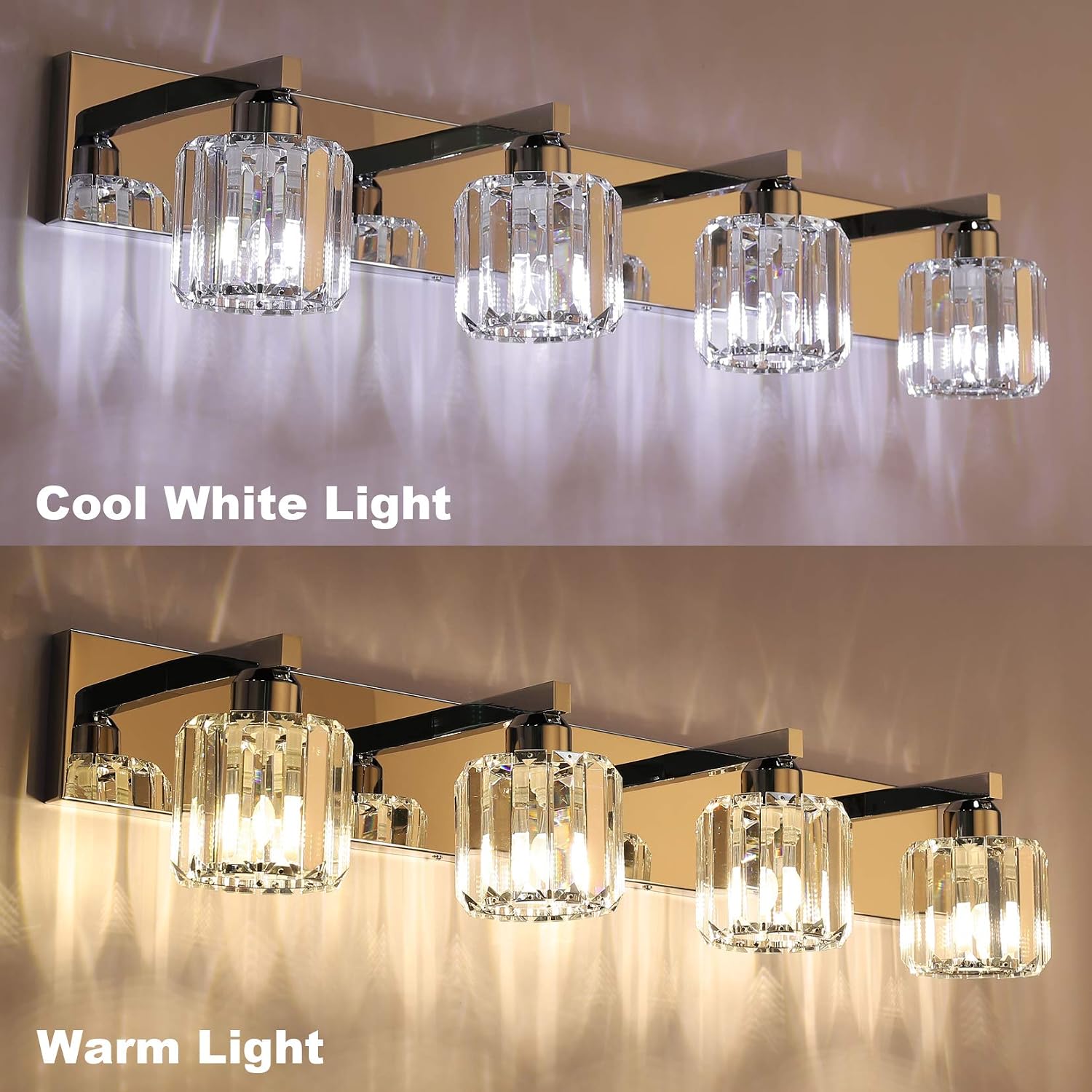 Thumbnail 6 de Aipsun 8460 Crystal Bathroom Vanity Light, 4-Light Wall Fixture