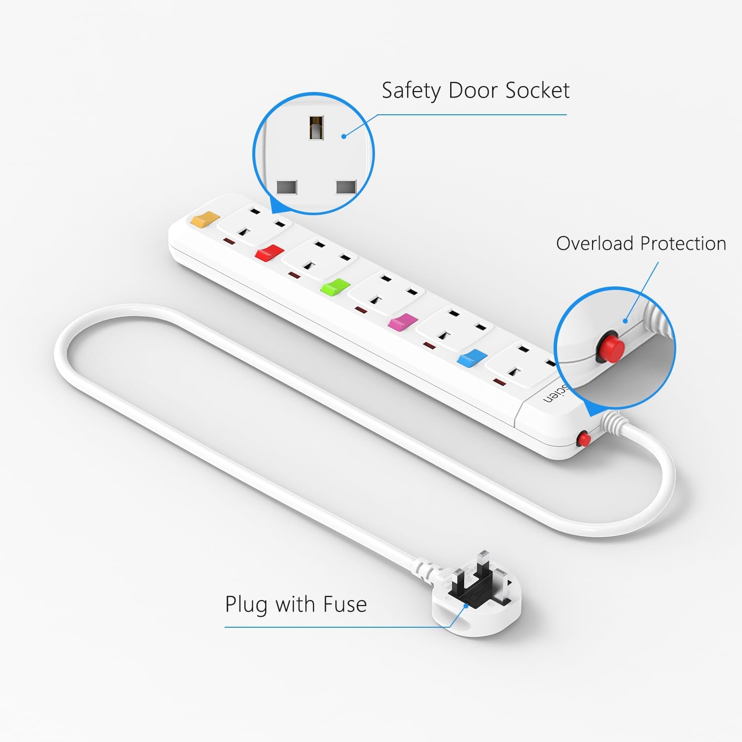 Thumbnail 1 de Mscien 6M Extension Lead with Switches
