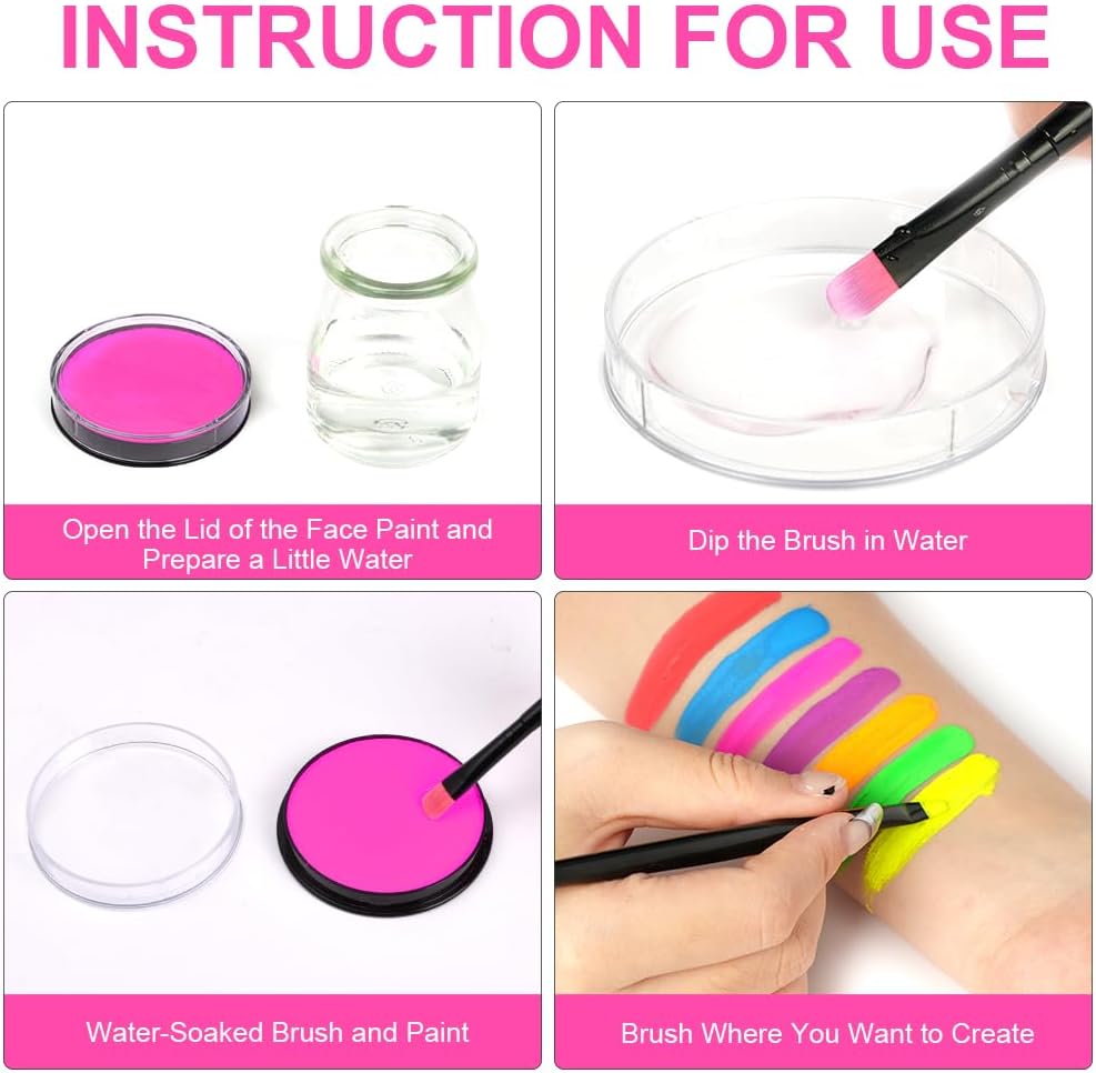 Thumbnail 5 de LOPHE Trucchi Neon, vernice fluorescente per corpo 30 g – Rosa fluorescente, sicura e lavabile